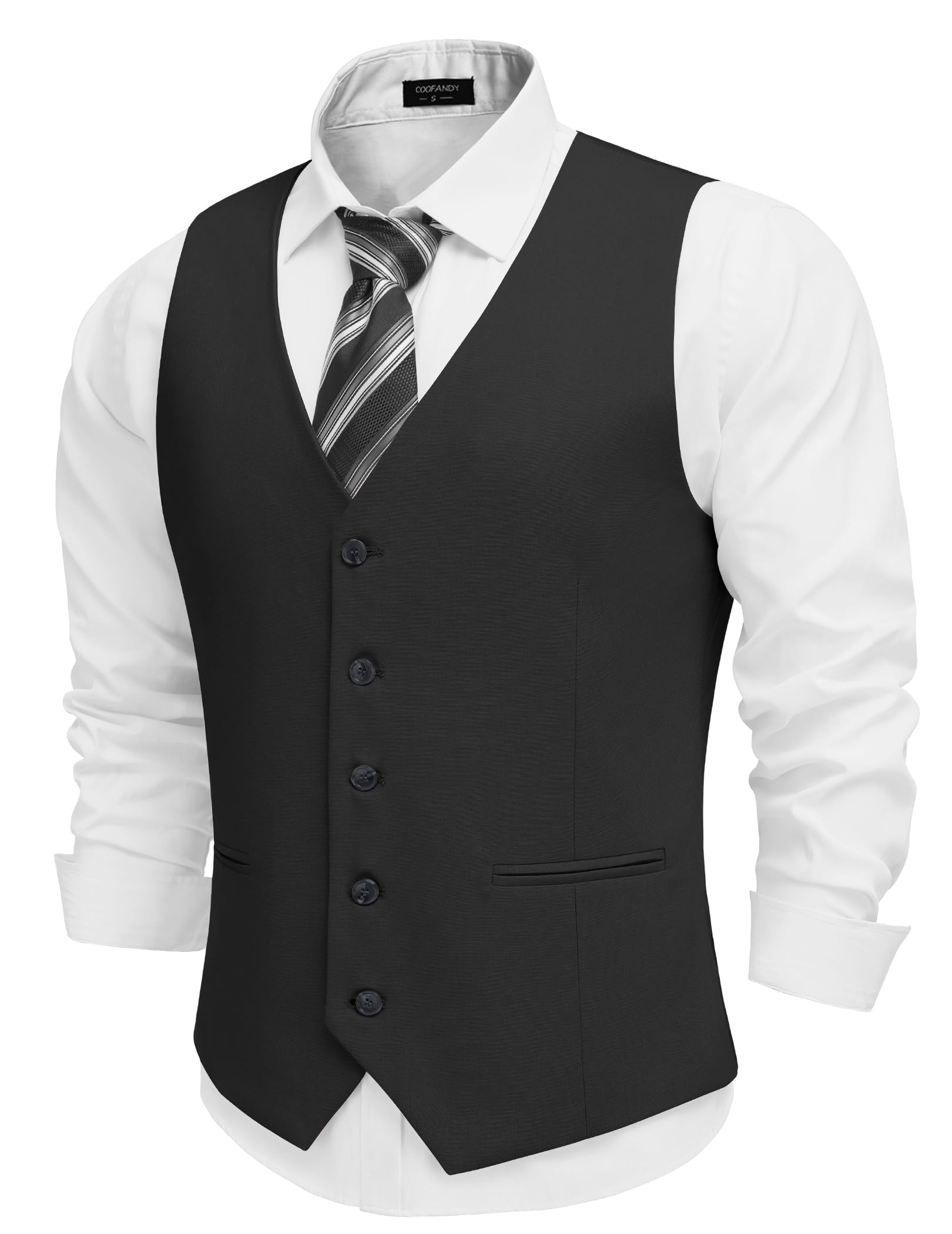 COOFANDY Men's Linen Vest Casual Linen Slim Fit Suit Vests Dress Waistcoat Wedding Business Prom