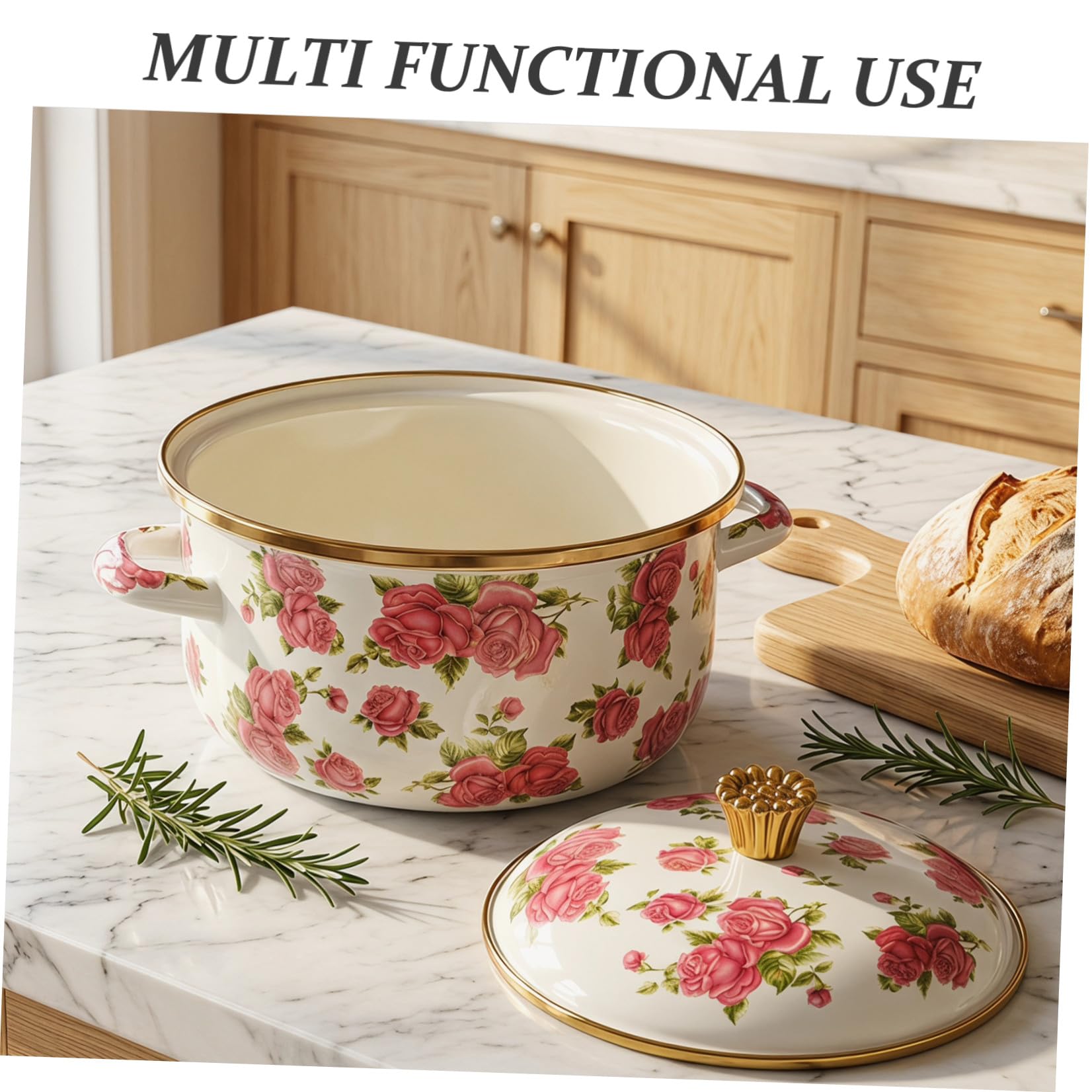 Marmite à Mijoter en Émail 4, 5 L avec Couvercle pour Induction | Double Poignées, Fond Épaissi et Intérieur Émaillé, Usage la Cuisine Maison, Compatible Plaques Électriques