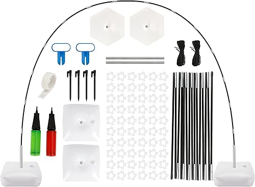 Holicolor Kit de arco de globos con base 10 pies de ancho y 9 pies de alto soporte de arco de globos ajustable con base de relleno de agua 60 clips