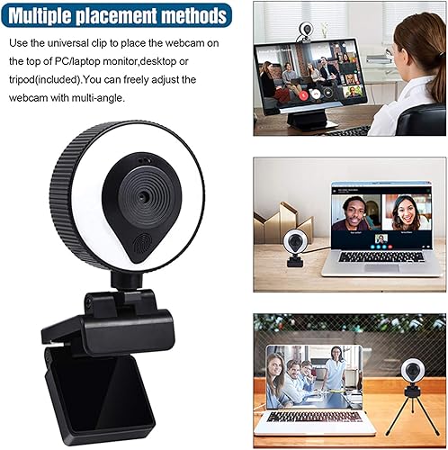 Miniatura 6 de Cámara web de 1080p AutoFocus 2K Brillo ajustable Cámara Web con micrófono estéreo y trípode para transmisión en vivo Educación a distancia