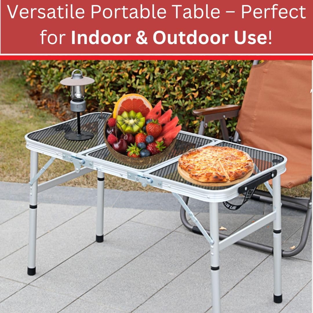 Portable Folding Outdoor Camping Table – 2FT Lightweight Small Foldable Table for Camping, Picnic, BBQ, Travel & Outdoor Cooking – Compact, Collapsible & Durable Camp Tables with Adjustable Height