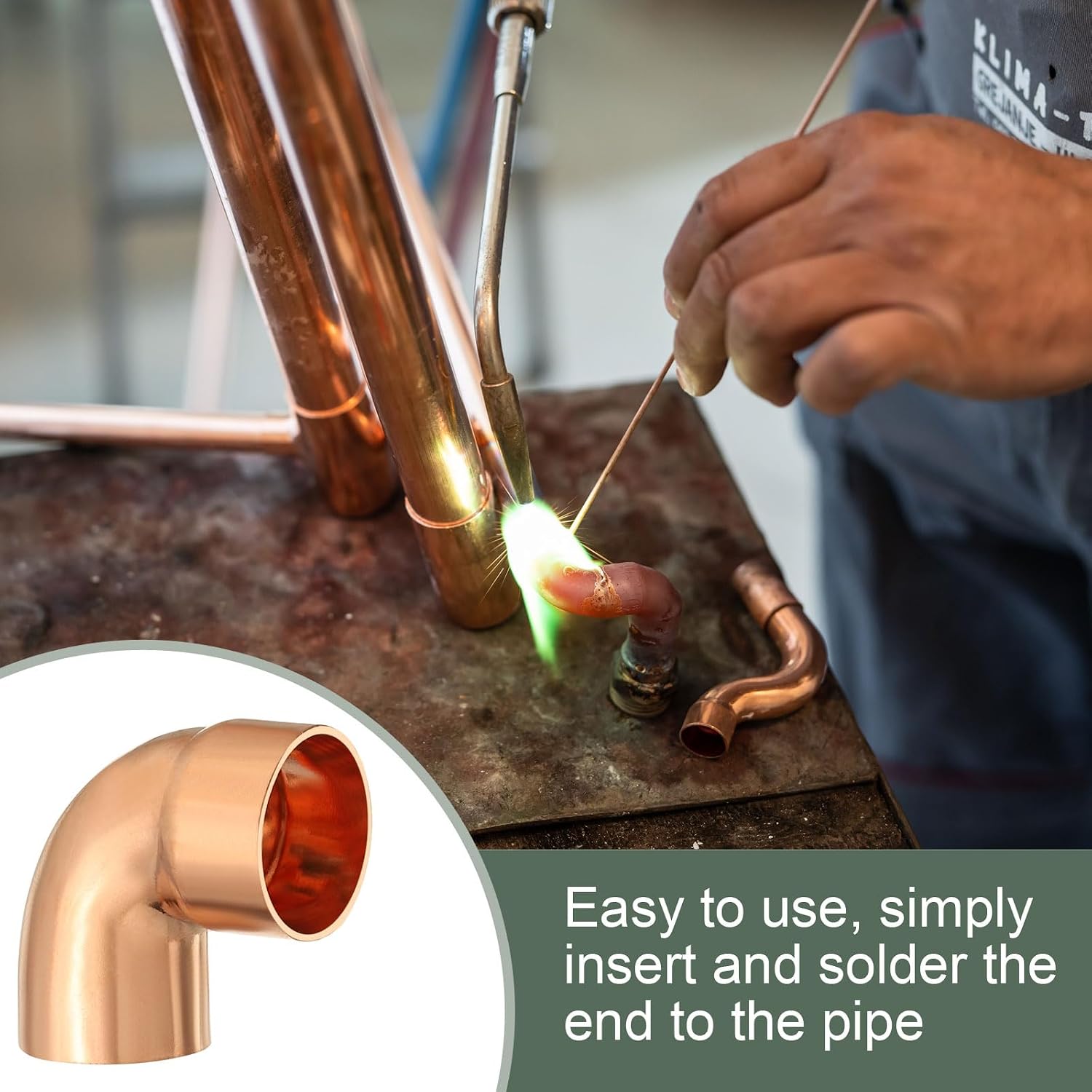 YOKIVE 1 Pcs Elbow Copper Fitting, 90 Degree Copper Pipe Fitting FTG x C Short Radius Tube Connector, Great for HVAC Refrigeration (3/4" Nominal Size)