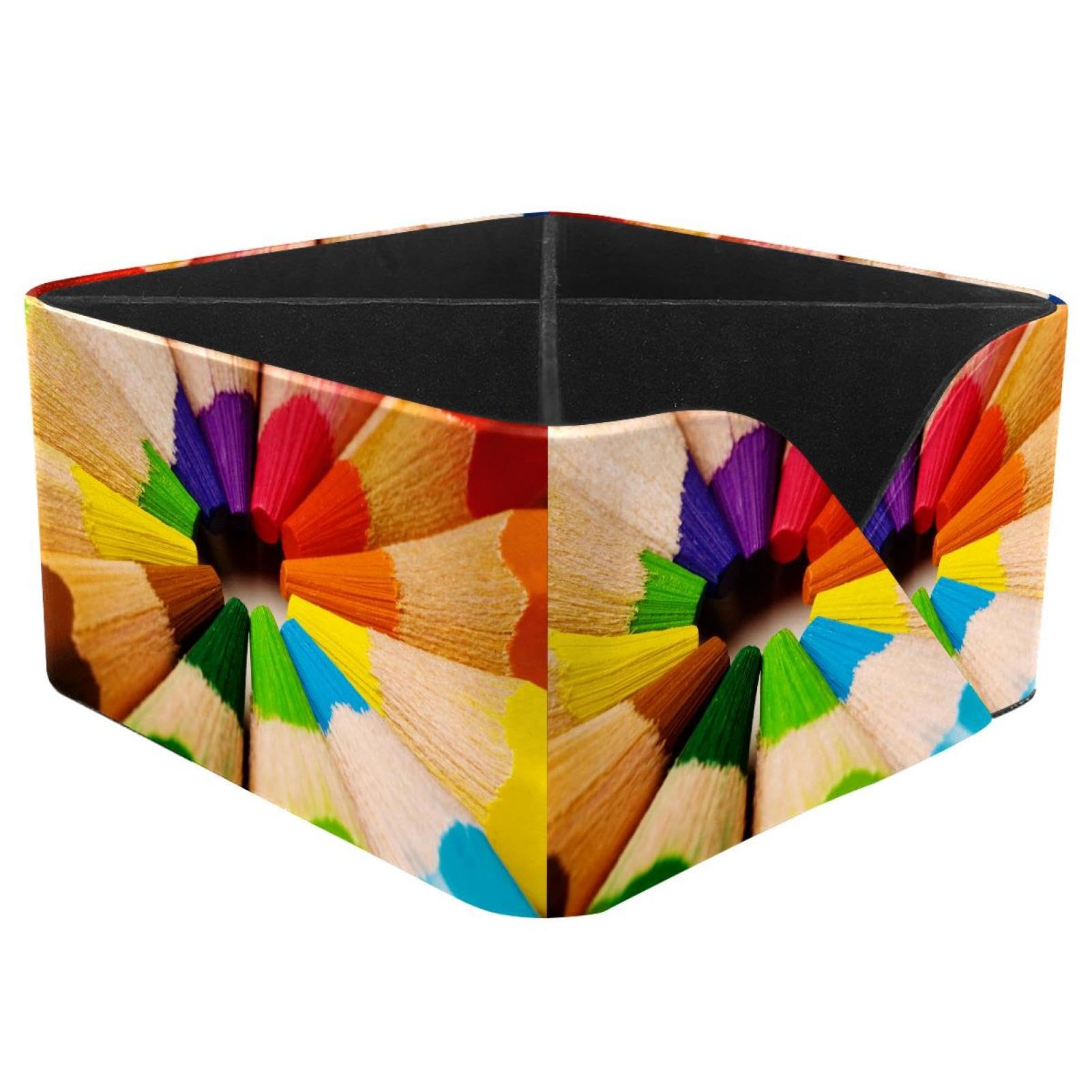 KengjuTesu Rainbow Crayon Pencils Desktop Organizer Pen Holder, Rectangular Pencil Cup for Office, Study and Makeup Stations