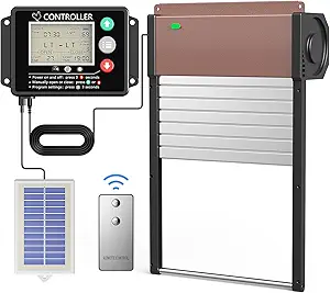 Automatic Chicken Coop Door Opener - Solar Powered, Auto Chicken Coops Door with LCD Display and Timer/Light Sensor Modes for Safe