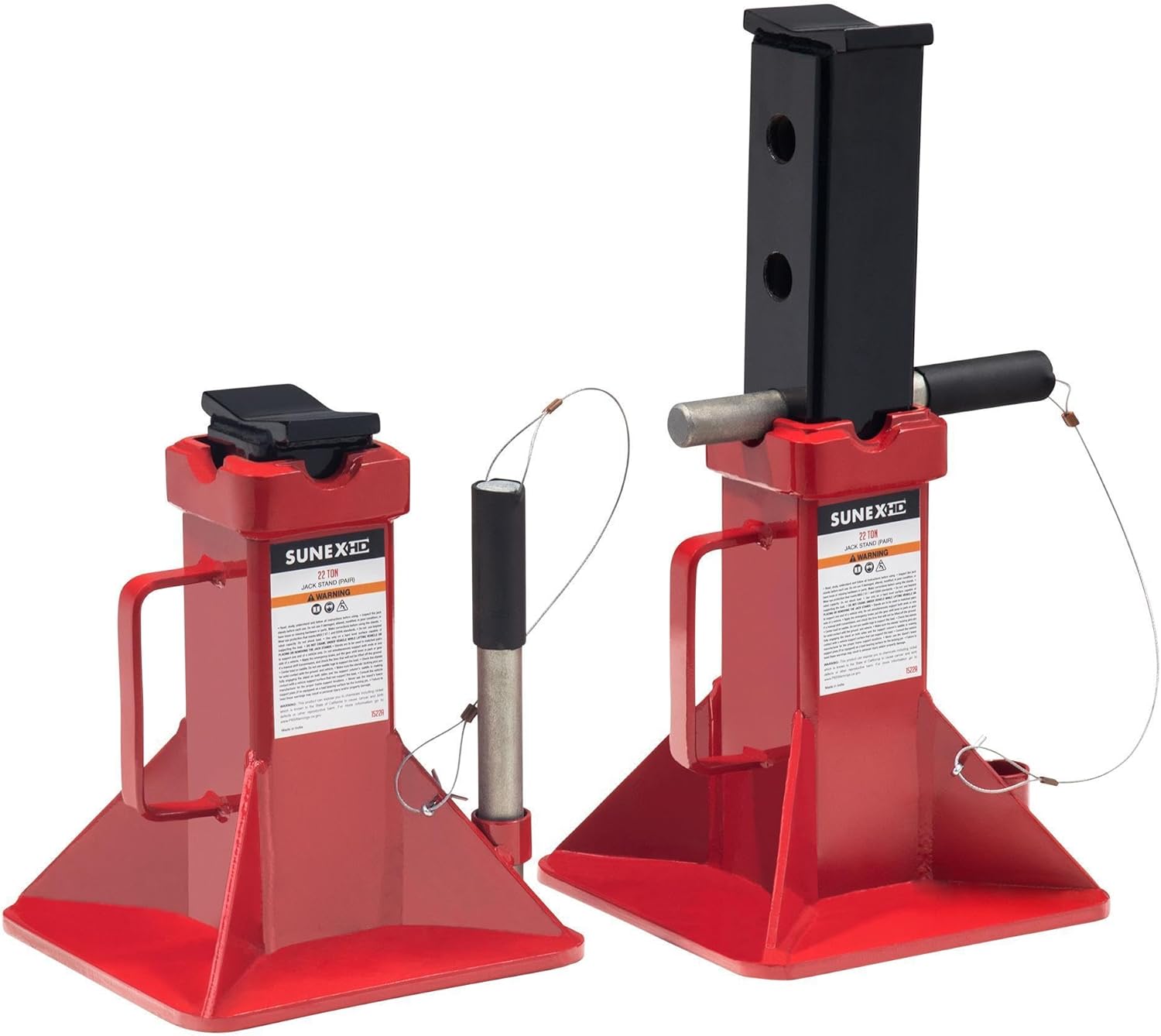 Sunex 1310 10-Ton Medium Height Pin Type Jack Stands, Pair, Red