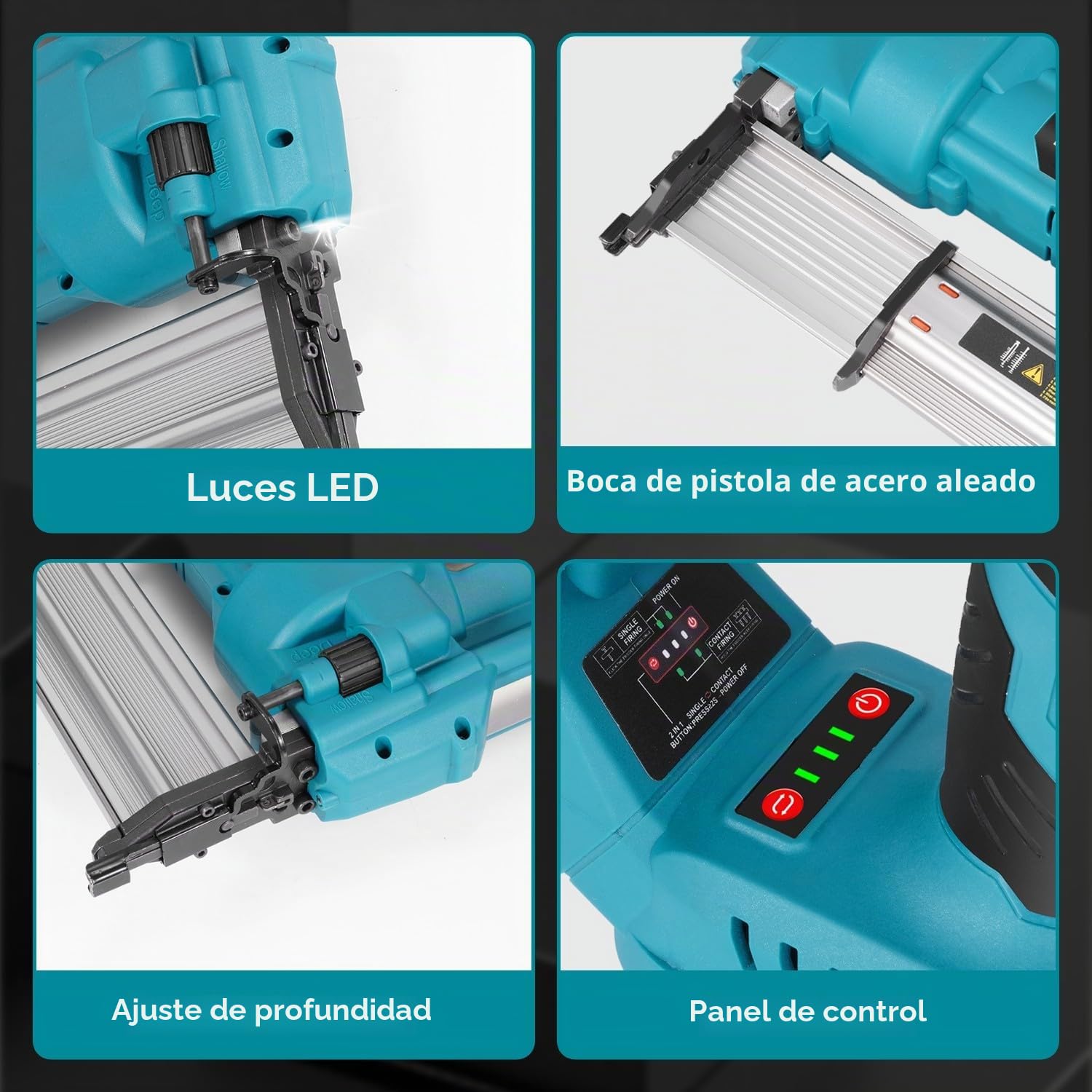 Yofidra Grapadora eléctrica 2 en 1, 20 V, batería 2 x 3000 mAh, ajuste de profundidad, luz LED, 300 clavos, 100 grapas, carpintería, bricolaje