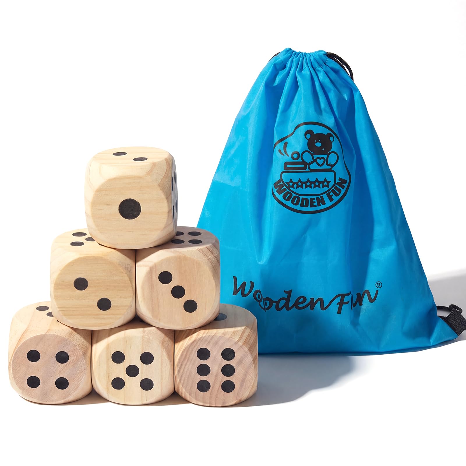 6 Stück Holz Würfel Set 6x6x6 cm für Familie Party Brettspiel Große Größe Würfelspiel