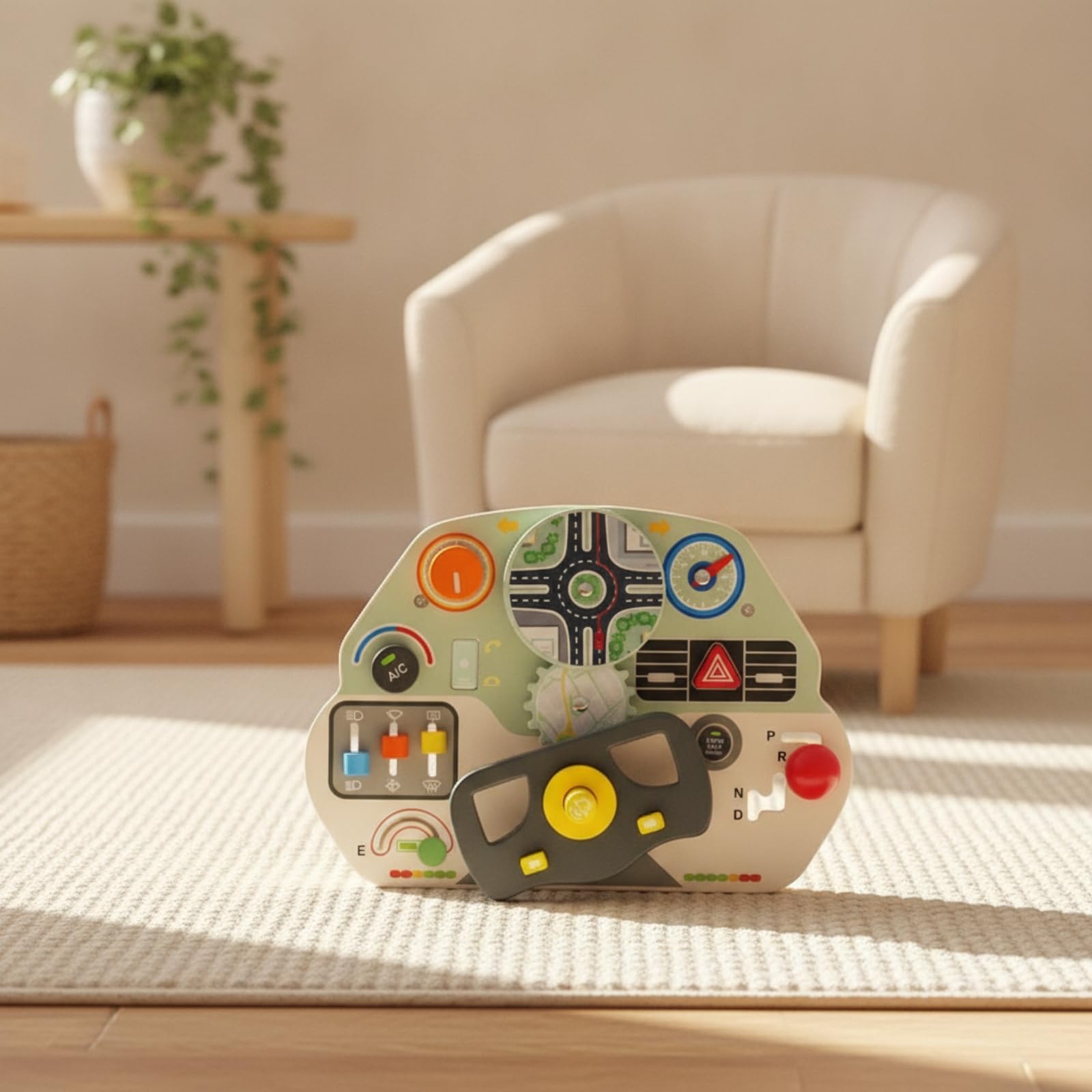 Simulat di Guida per Bambini | Sviluppo Sensoriale, Busy Board in Legno, Motorio, Pannello con Forme Abbinate, per , Neonati