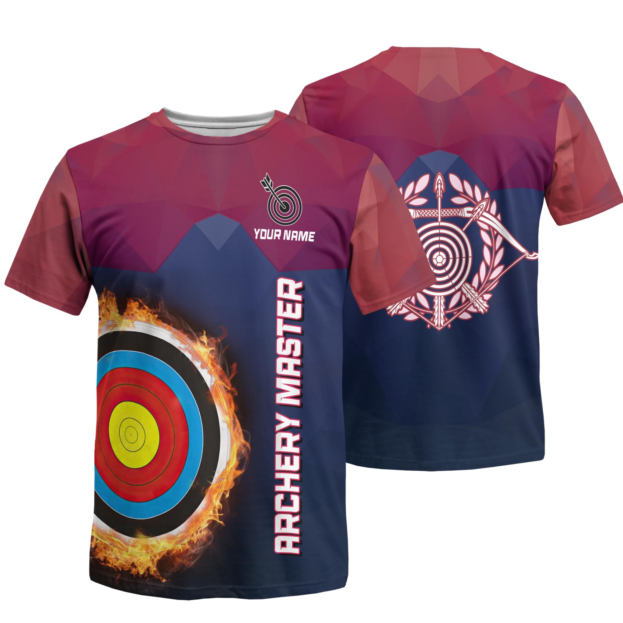 Generic Design Your Own Archery Tshirt Printed Top with Archery Target Flame and Recurve Bow Graphic On it for Archer Team, XX-Large