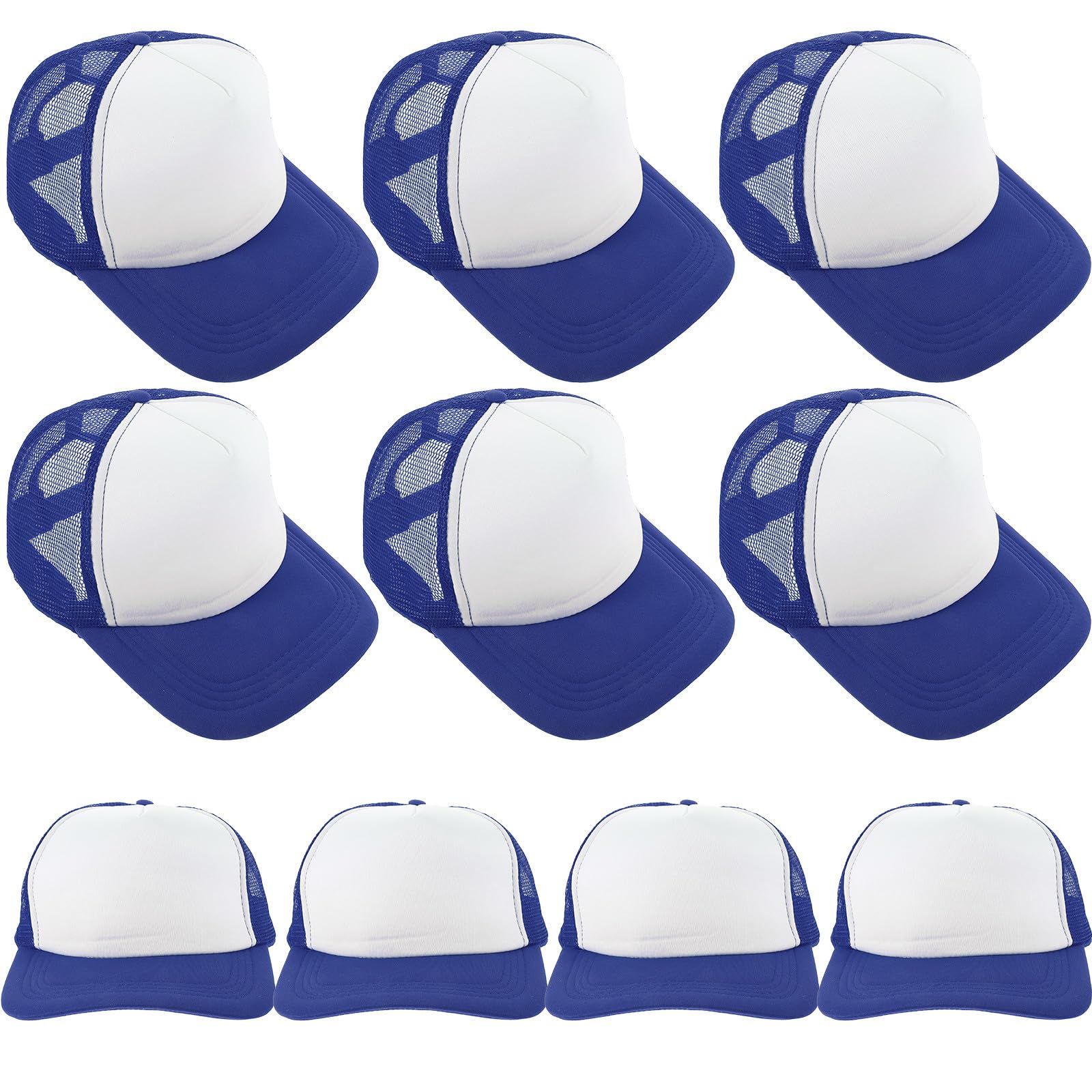 10 Cappelli Baseball Vuoti per Sublimazione in Poliester Spugna Blu, Berretti Traspiranti DIY per Trasferimento Termico, per Pesca e Campeggio