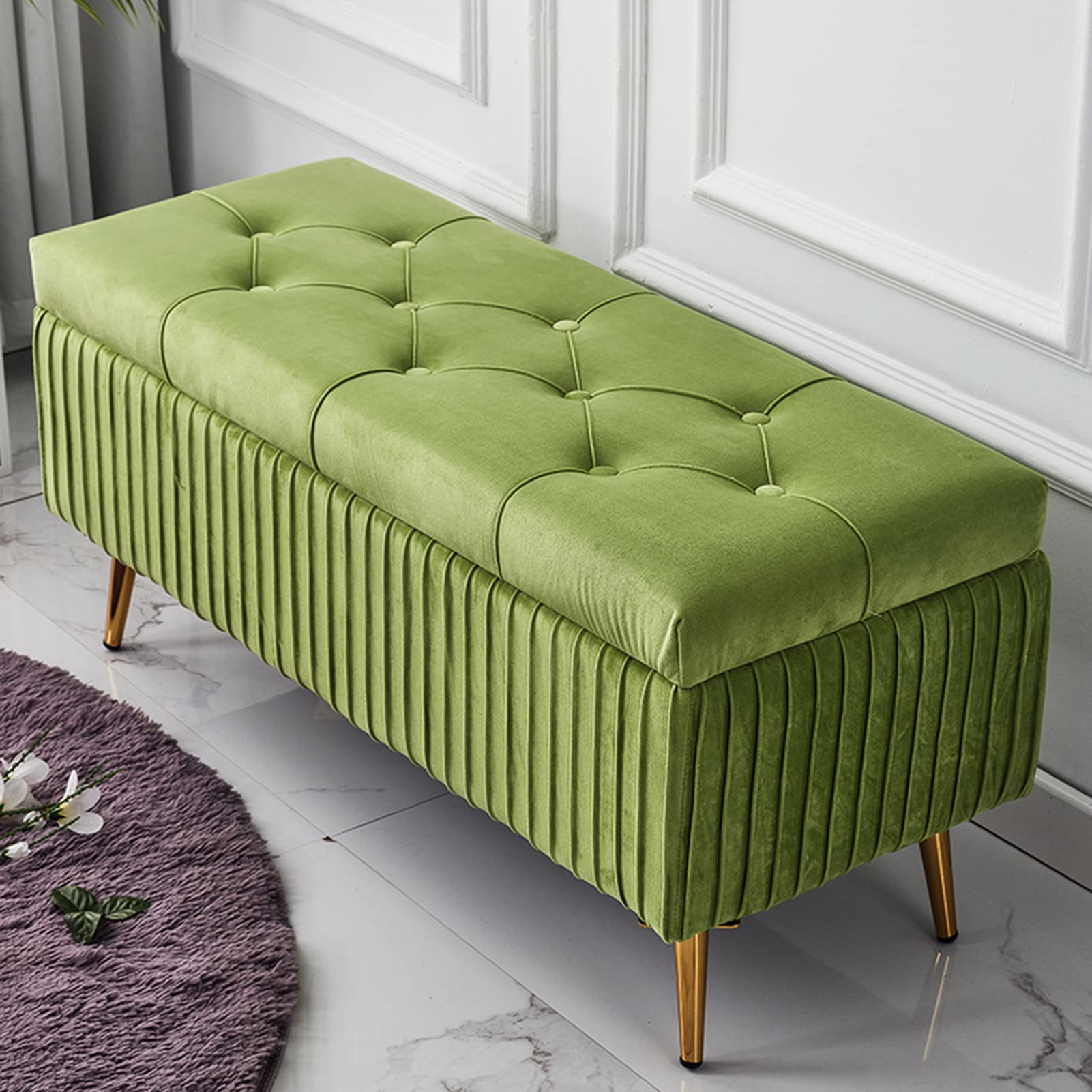 Banc de fenêtre avec rangement et ottoman repose-pieds pour le salon