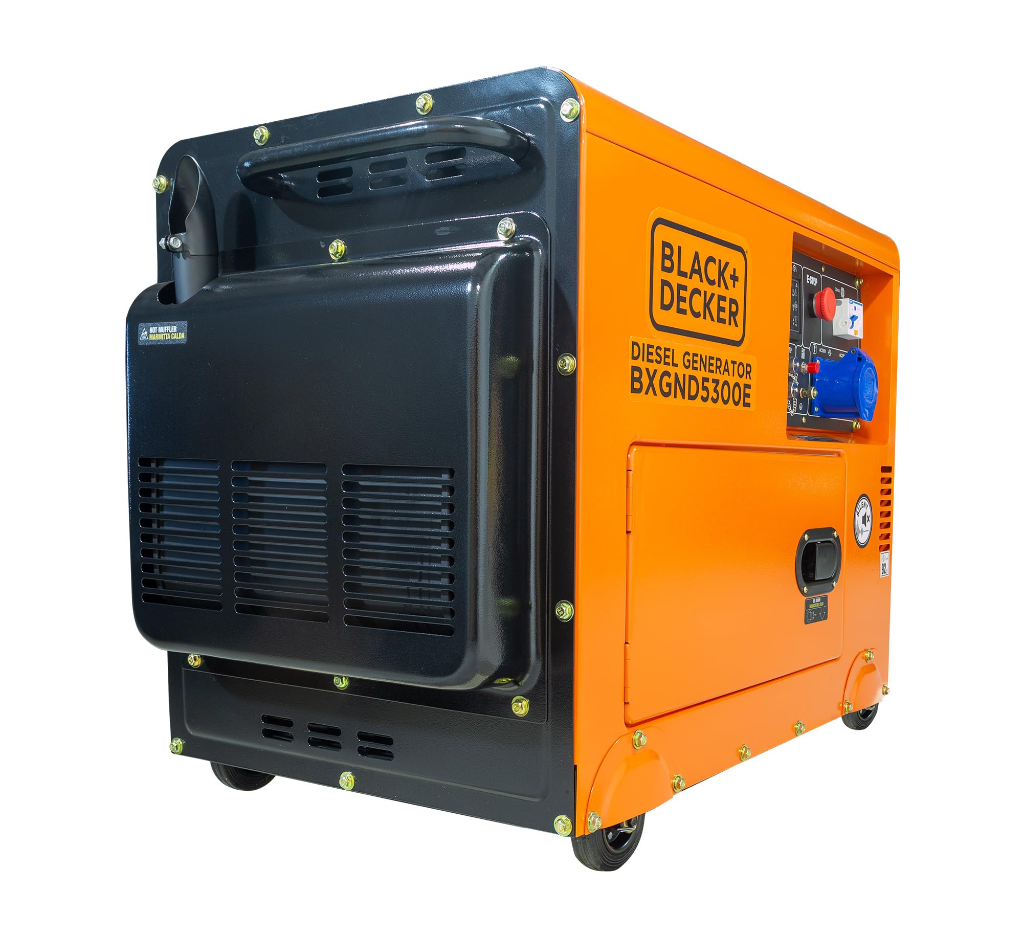 BLACK+DECKER - Generador eléctrico diésel monofásico e insonorizado, con potencia máxima 5300W - para emergencias apoyo solar o caída de red.BXGND5300E