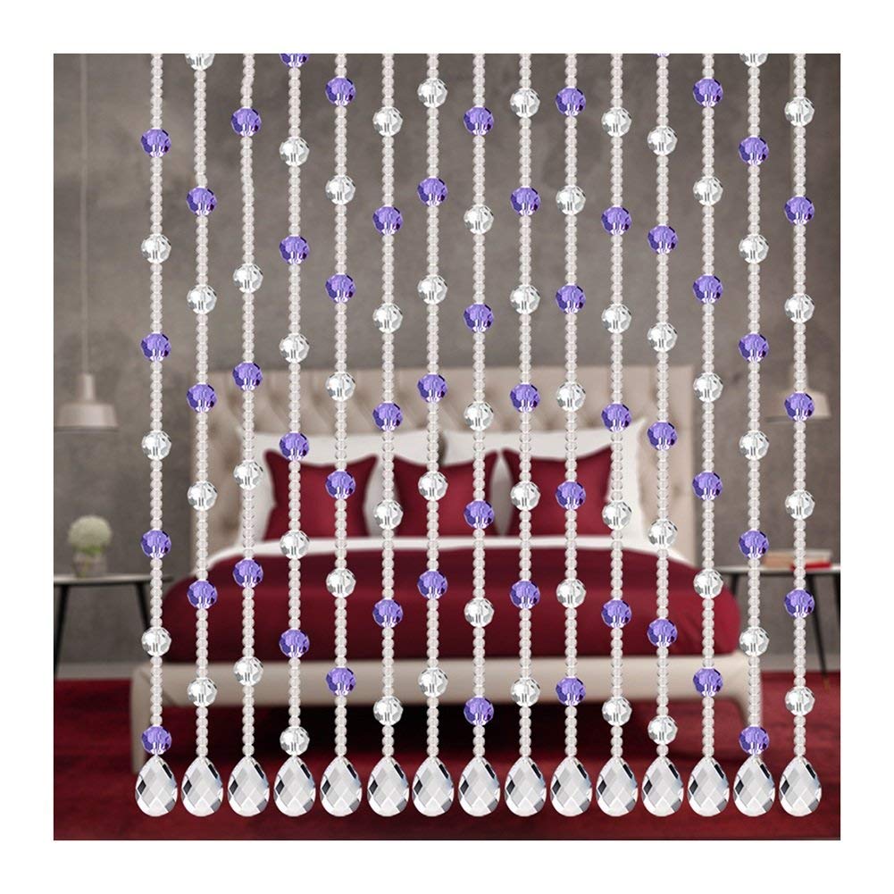 Cortina de cuentas de cristal OKUOKA color C de 130x100cm para decorar la entrada del dormitorio