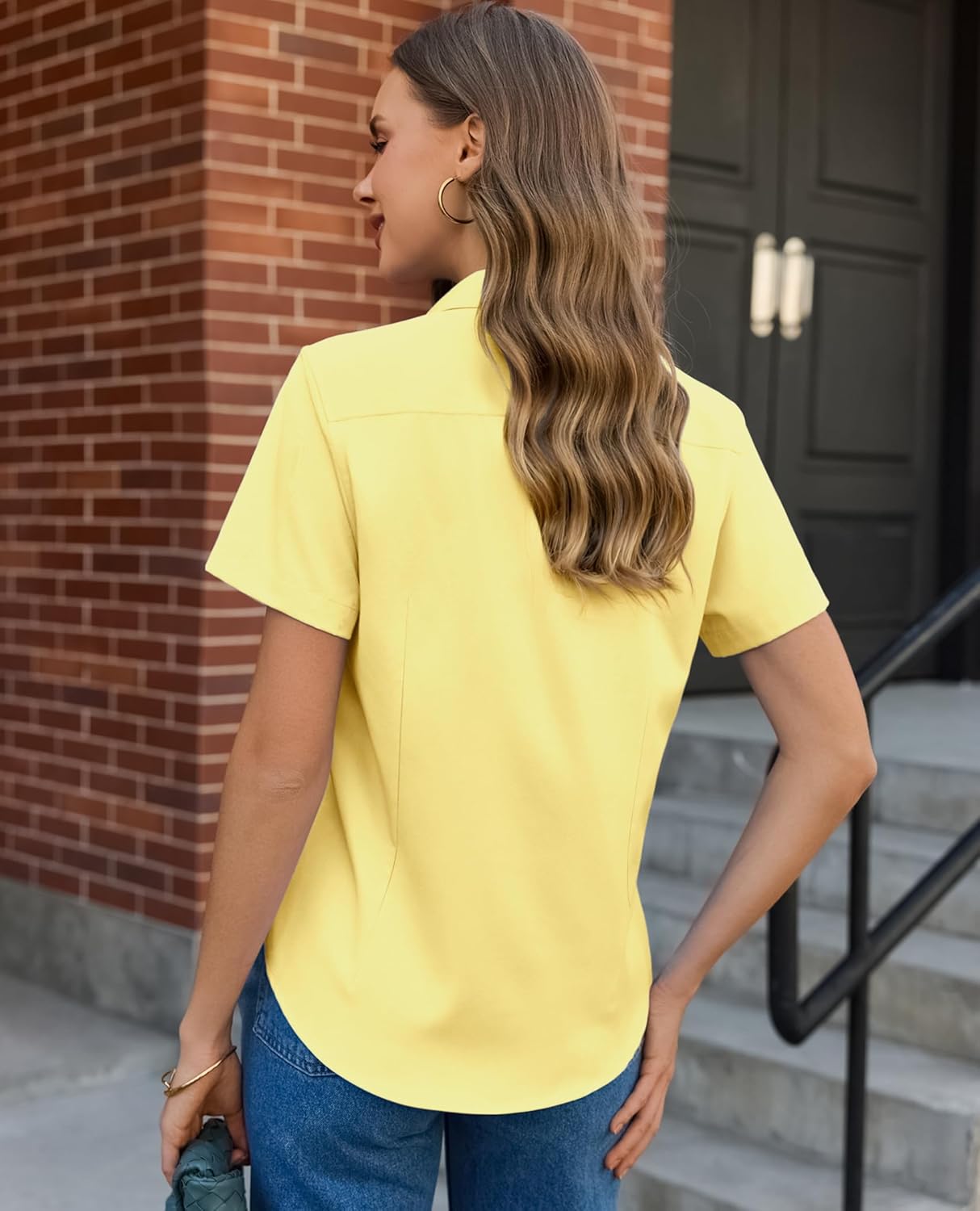 siliteelon Button Down Shirts for Women Stain Shield Short Sleeve Dress Shirt Wrinkle Free Work Business Office Blouses - Image 2