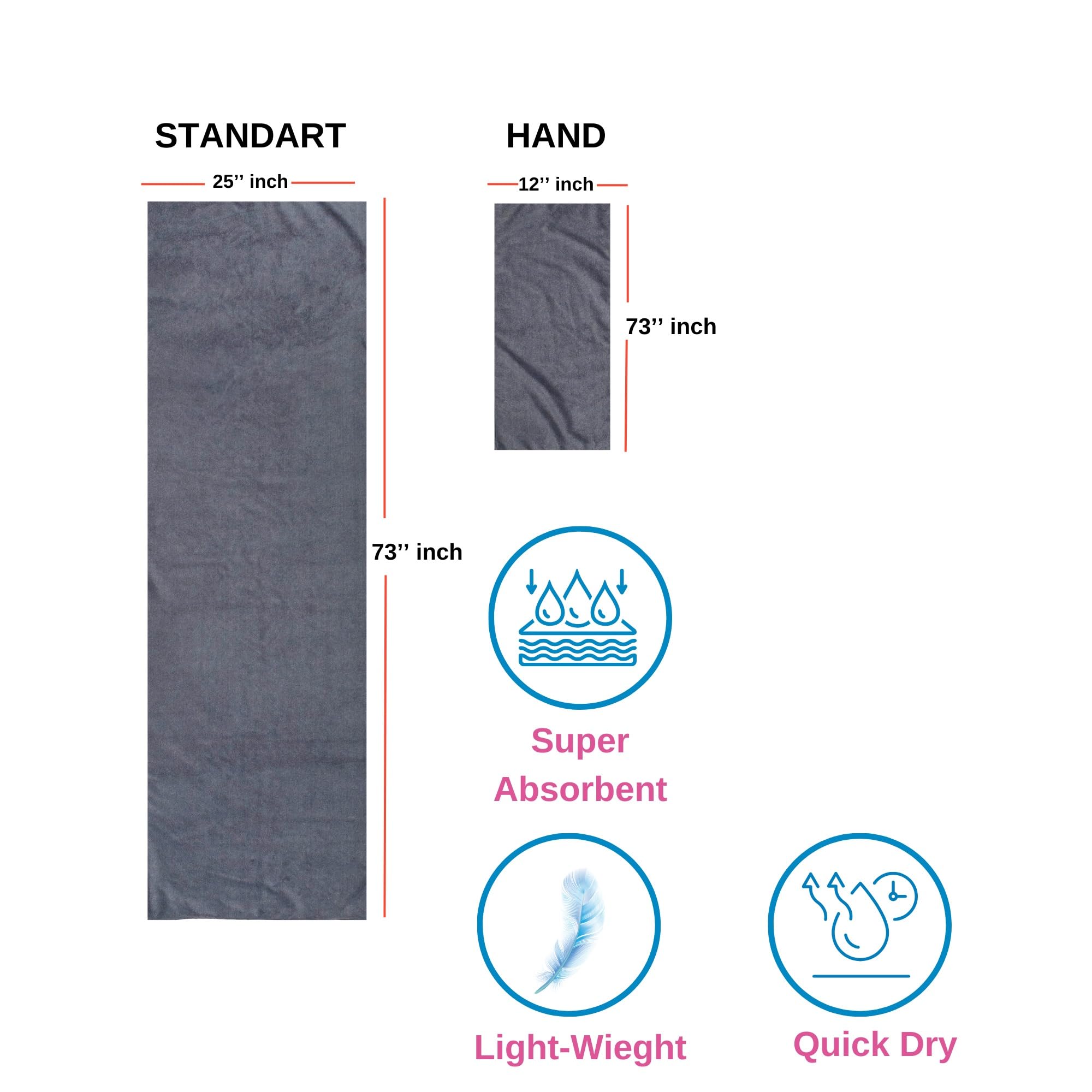 LUKCHE Yoga Towel, Non Slip Hot Yoga Mat Towel with Corner Pockets, Sized 25