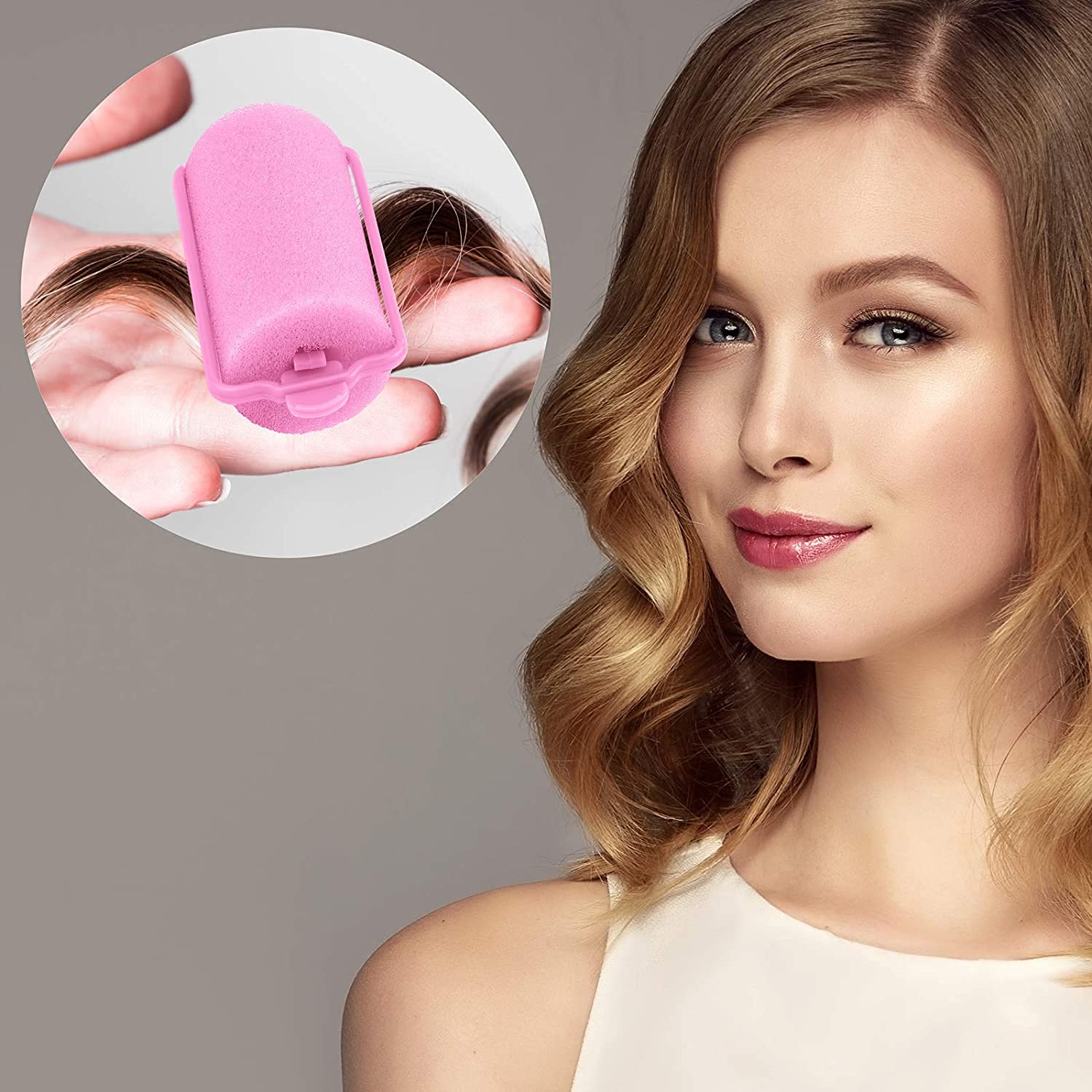 Elcoho 36 Pieces Foam Sponge Hair Rollers 20 mm Mini Foam Hair Styling Curlers Soft Sleeping Hair Curlers for Women and Kids Flexible Hairdressing Curlers with Storage Bag (Pink)