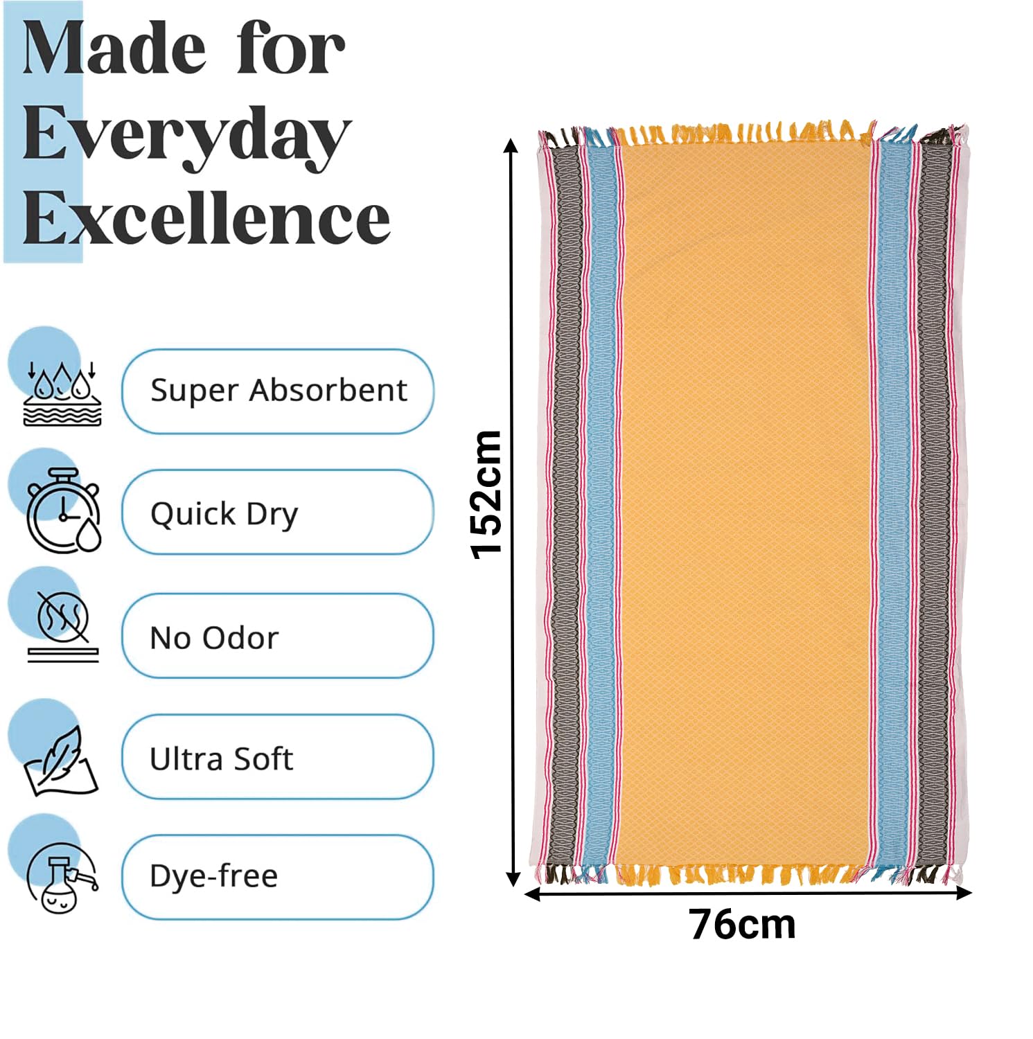 Urbane Home Pack of 2 Cotton Bath Towel for Women | Unisex Swimming & Bathing Towel | 30x60 Inch | Travel Cotton Towel & Gamcha | Assorted 1