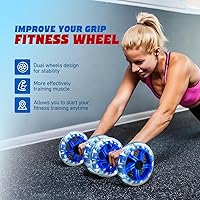 Vista 6 de Kisangel Rueda de rodillo abdominal, 2 unidades, rodillo abdominal para ejercicio con mancuernas de fitness doble rueda para pesas de mano