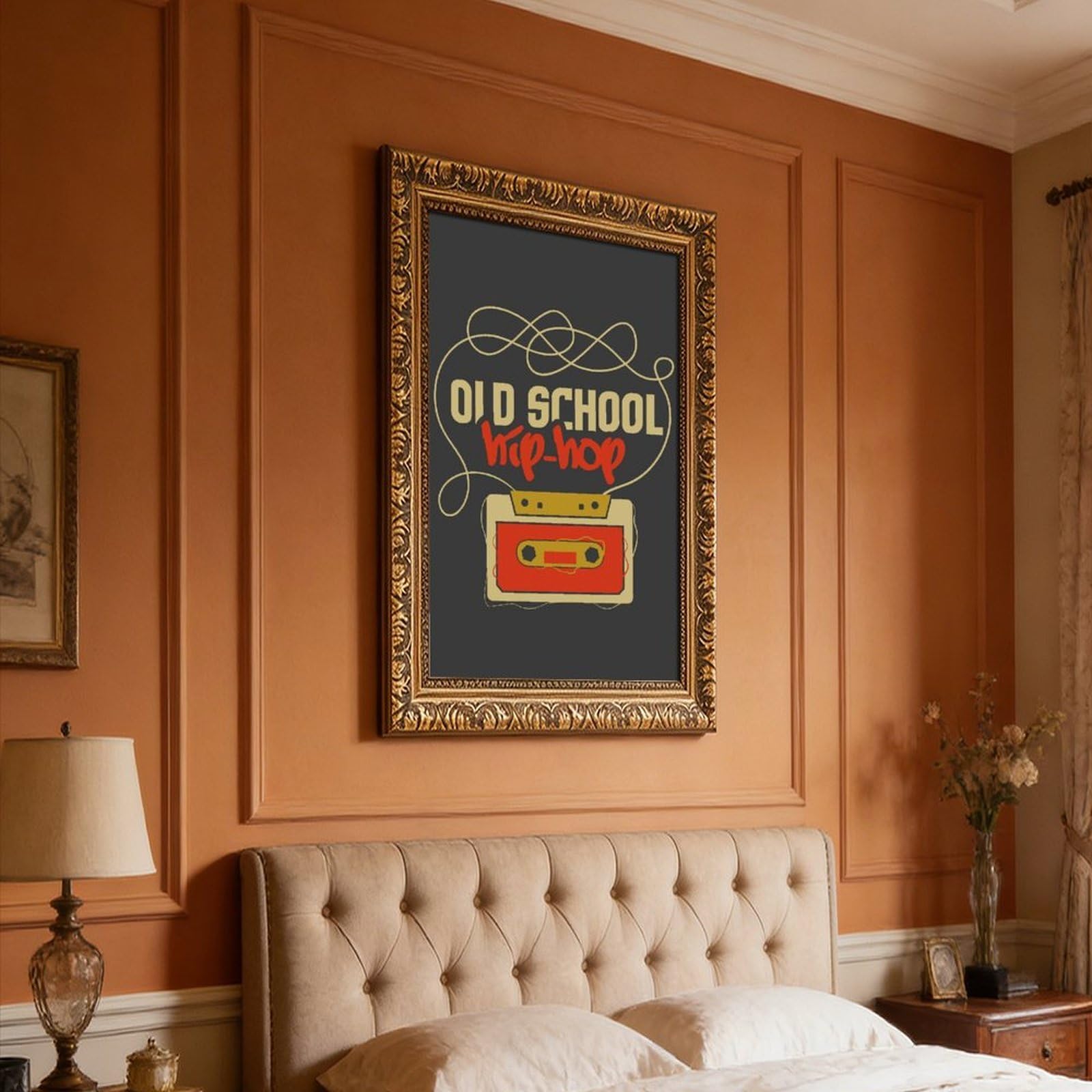 Poster retrò Old School Hip Hop 4 poster su tela decorazione artistica da parete stampa dipinti per soggiorno camera da letto decorazione retrò cornice dorata: 40,6 cm L x 61 cm W