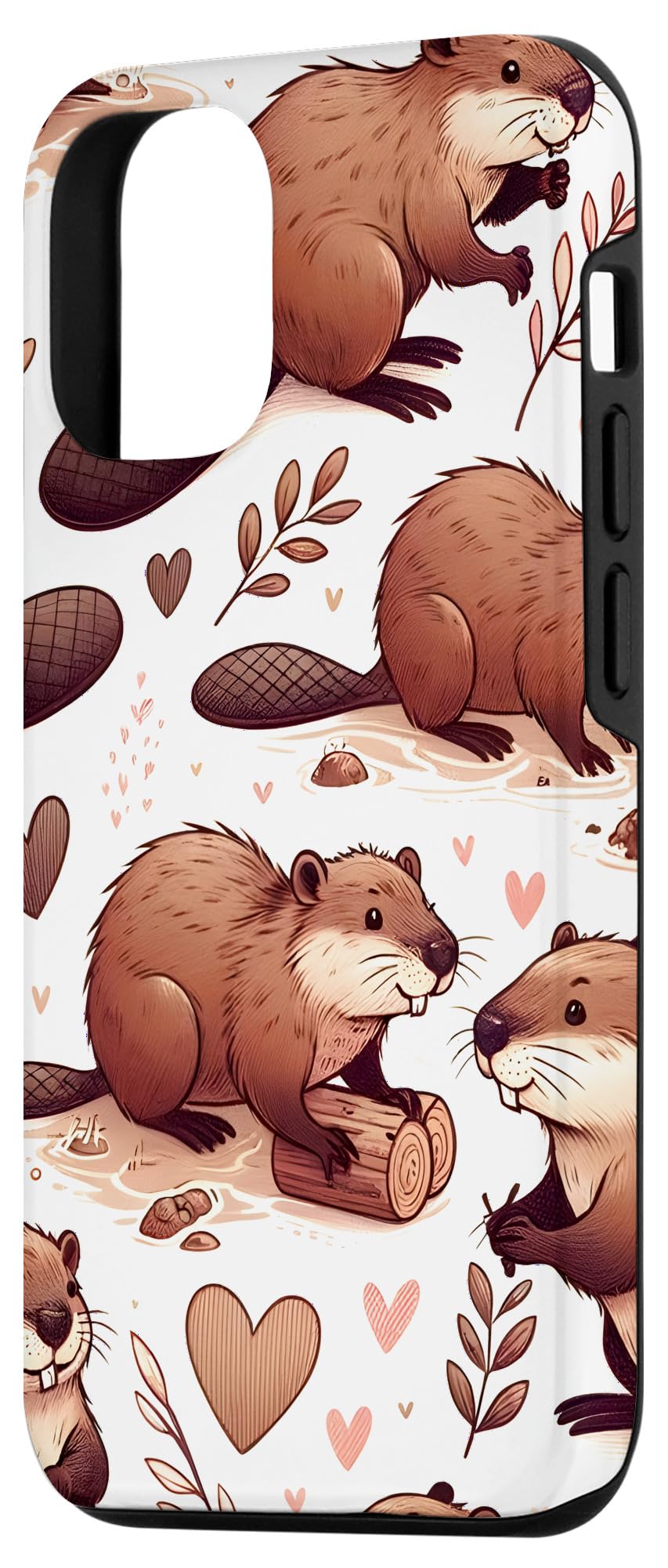 Cute Beavers Pattern Beautiful Beaver Case for iPhone 13 - Image 2