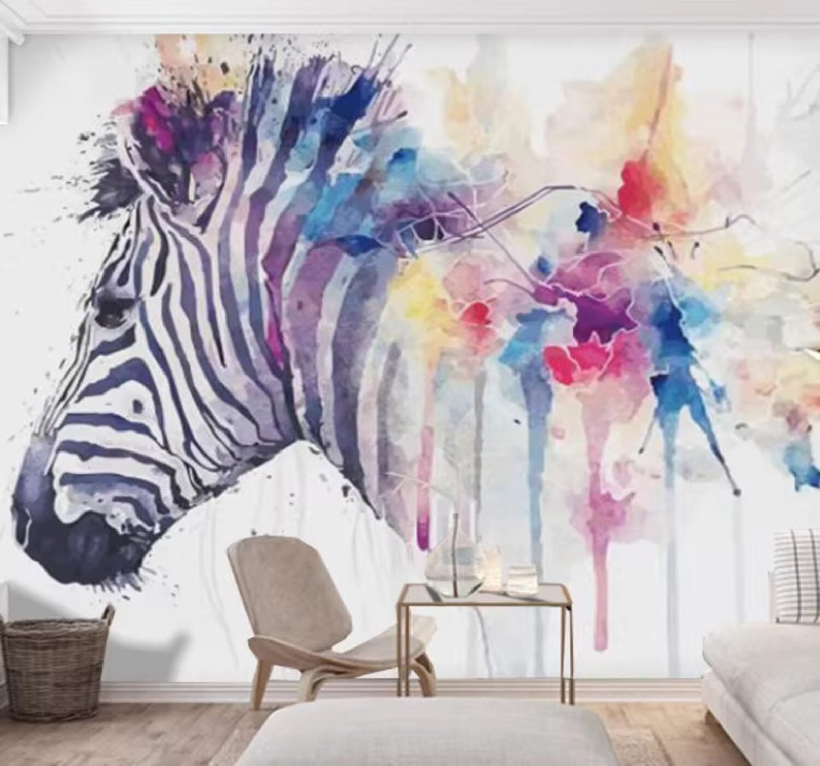 Wallpaper-3D-Xlm 430Cm×300Cm(B×H) Abstract Zebra Creative Retro Industrial Style 3D Wallpaper Easy Install Feature Office Living Room Sofa Bedroom Tv Background Wall Decoration-430Cm×300Cm