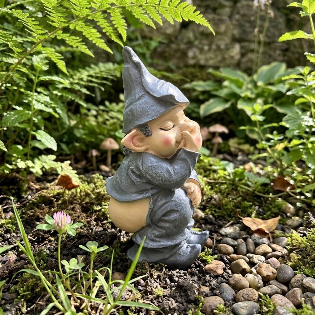 Funny Garden Pooping Gnome Statue Naughty Gnomes Figurines Ornaments Dwarfs Statue Outdoor for Patio Lawn Yard Art Decor image 4