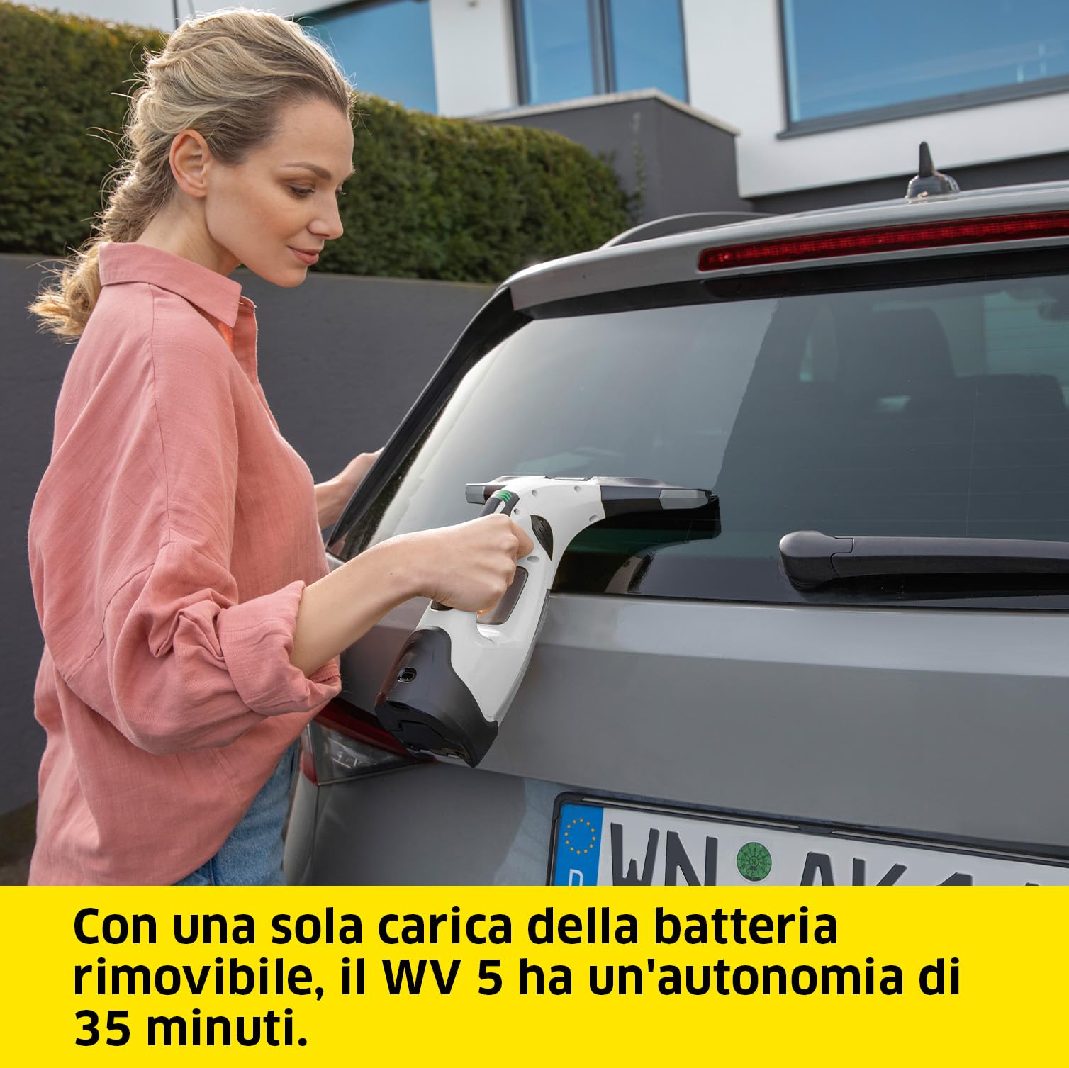KÄRCHER Lavavetri Aspiragocce WV 5 Plus N per la Pulizia di Vetri, Piastrelle, Cabine Doccia, Piani a Induzione, Serbatoio 100ml, Autonomia batteria 35 min, Ampiezza Bocchette 28-17 cm