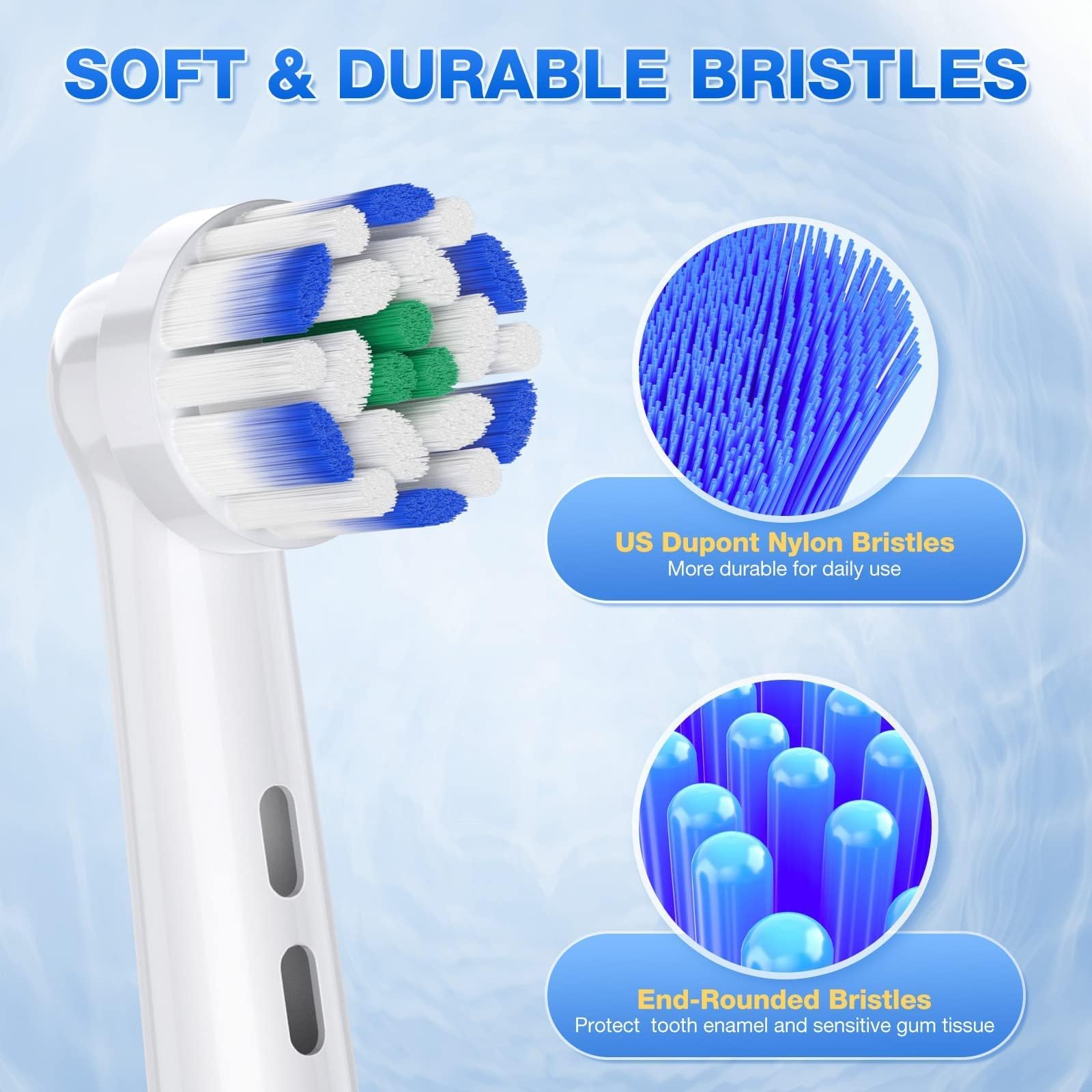 AnjoCare Testine di ricambio compatibili con Oral B Braun, confezione da 16 testine di spazzolino elettrico per Oral B che, testine professionali per spazzolini da denti per Oral B