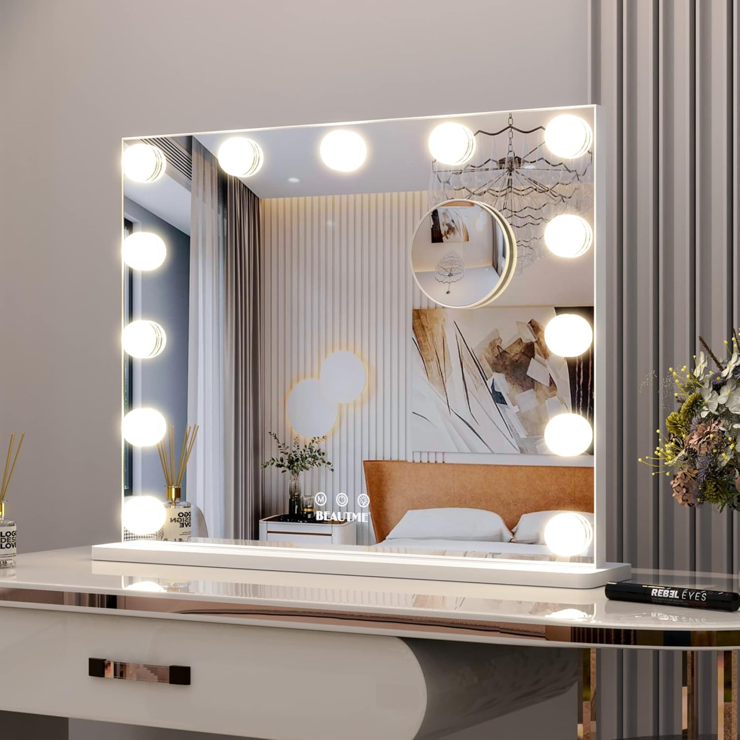 BEAUTME Vanity Mirror Hollywood Mirror with Lights,Led Makeup Mirror