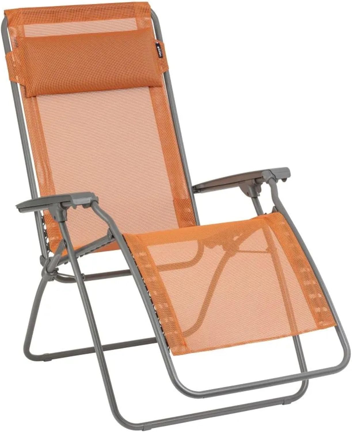 Lafuma R Clip Compact Foldable Portable Zero Gravity Relaxation Garden Patio Beach Chair Recliner with Removable Adjustable Headrest, Clementine