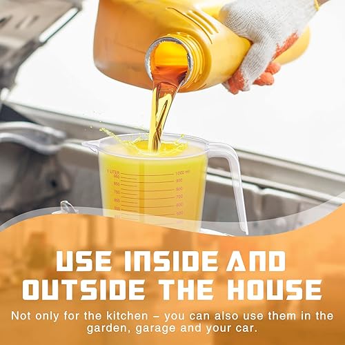 Miniatura 7 de 12 tazas medidoras de plástico con capacidad para 4 tazas, taza medidora transparente con boquilla y mango de 33.8 fl oz, marcado para harina, agua,