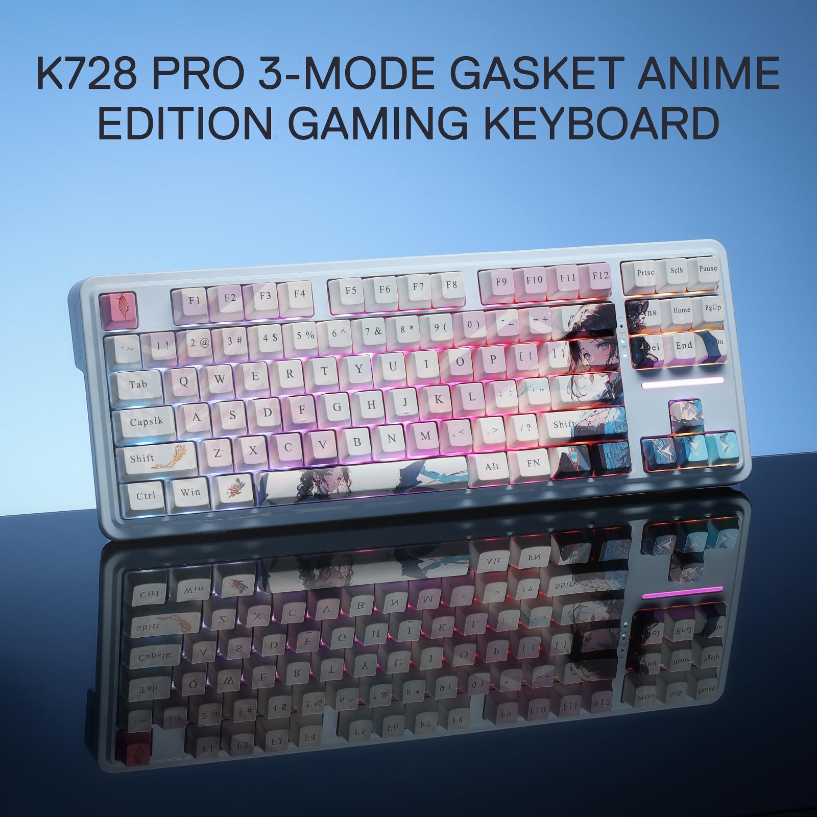 Redragon K728 Pro SE Teclado Gaming RGB Gasket 80% Inalámbrico 87 Teclas | 3 Modos Conexión Hot Swap Sockets 5 Capas Amortiguación Ruido Interruptores Lineales Hi-Fi US Layout
