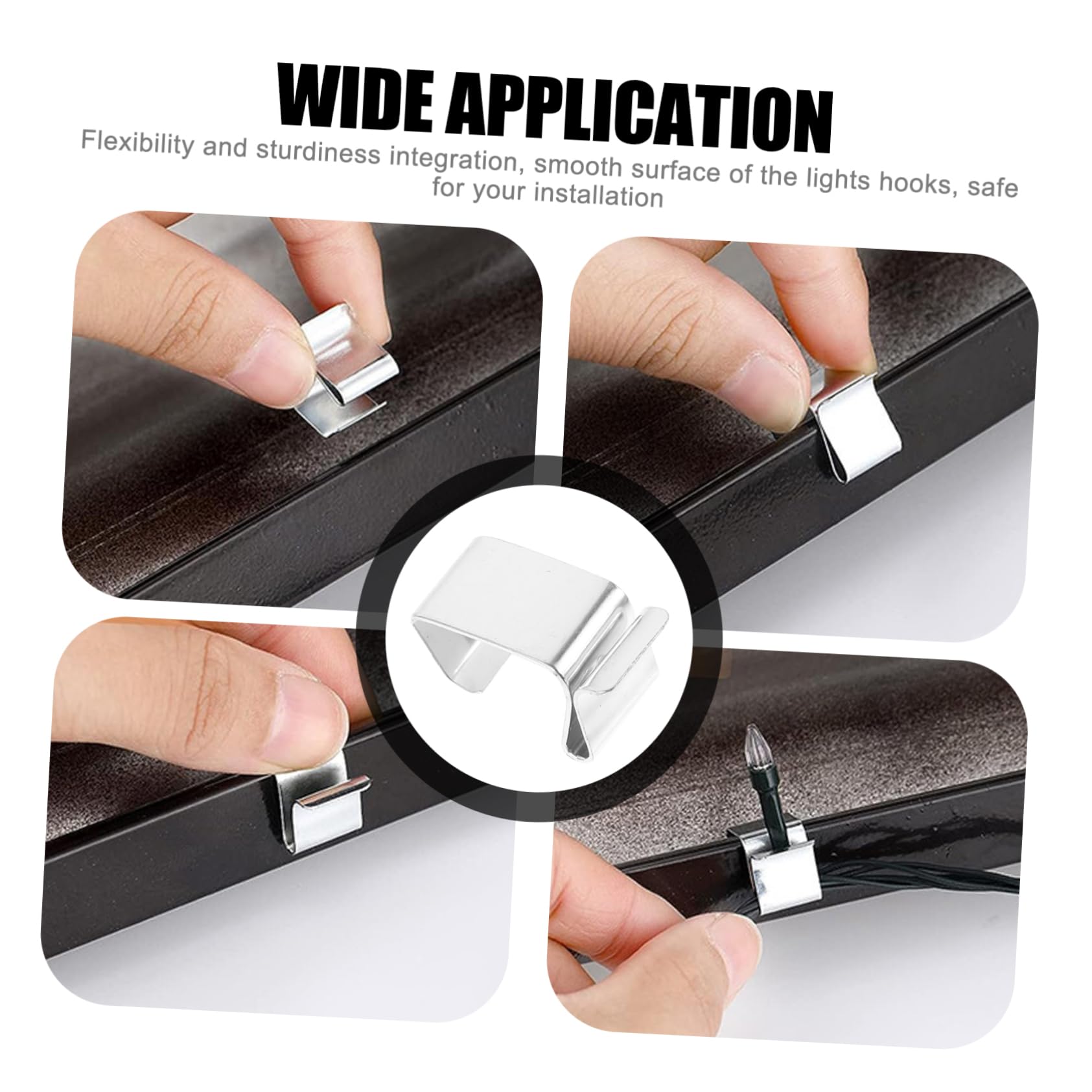 HOMSFOU 250piezas Ganchos De Metal Para Luces Navideñas Clips Resistentes Para Decoraciones De Fiesta y Jardín Para Colgar Luces Exteriores y Adornos De Navidad