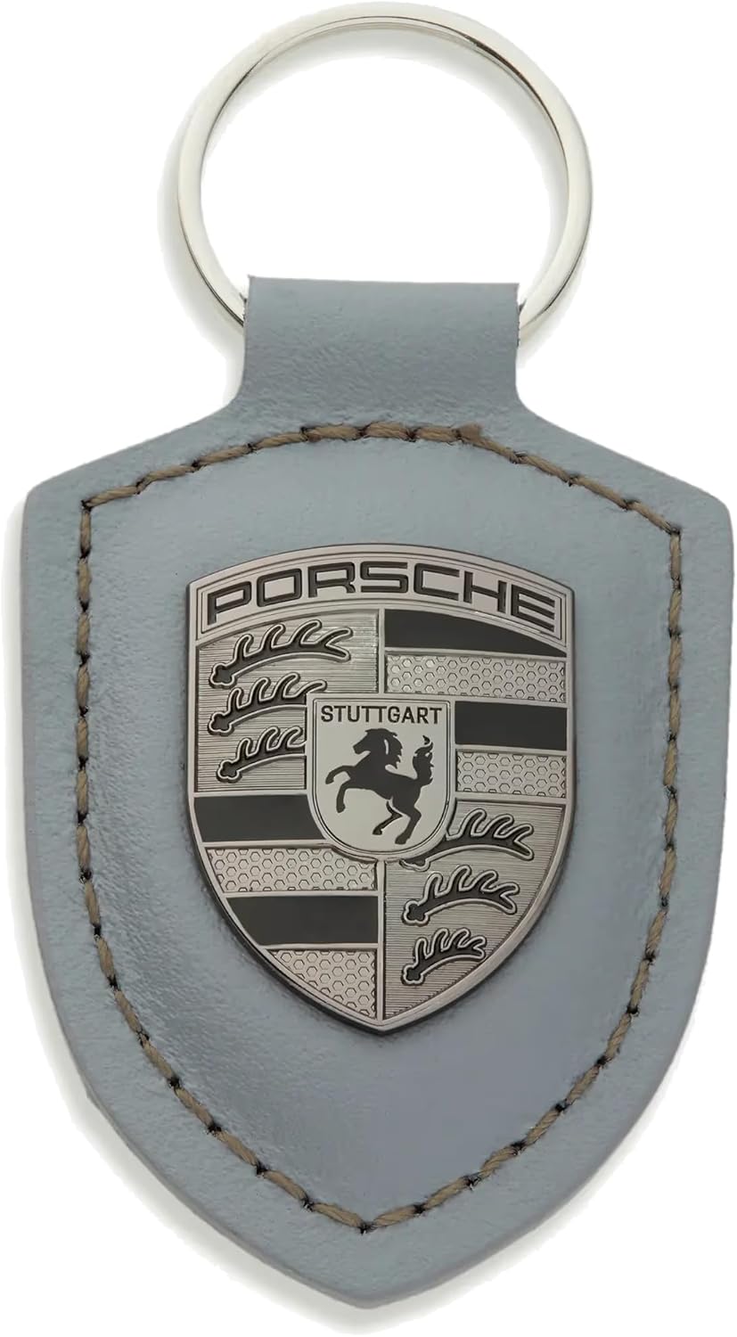 Porsche Turbonite Leather Gunmetal Key Ring, Grey