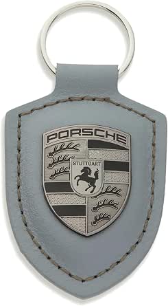 Porsche Turbonite Leather Gunmetal Key Ring, Grey