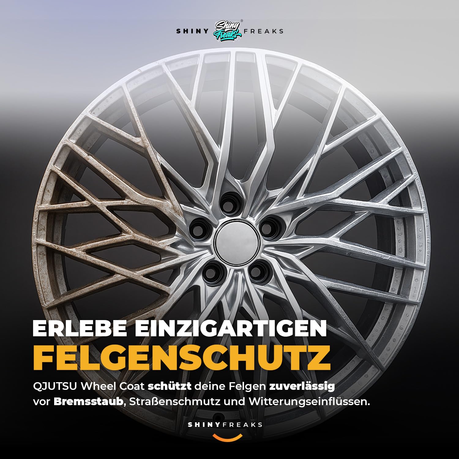 Shiny Freaks Felgenpflege Auto Set: Soft99 Qjutsu Wheel Coat (50ml) Felgenversiegelung + chemicalworkz Coating Applicator Kit - wirksamer Felgenschutz, Hitzebeständig & stark Hydrophob | 4-teilig