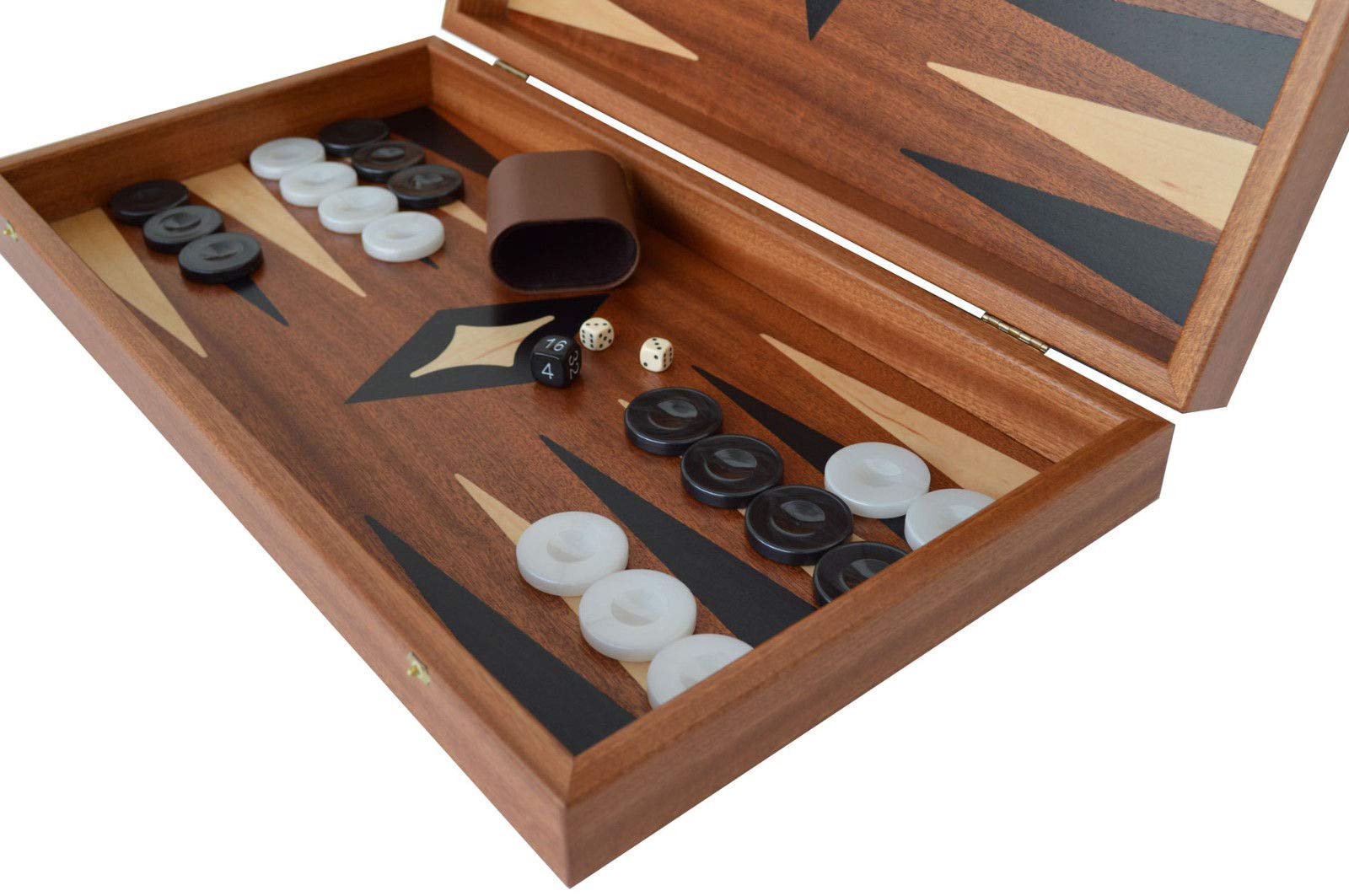 Manopoulos Mahogany Wood Backgammon Set - Handmade in Greece