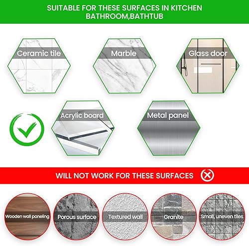 Miniatura 6 de zmnklry Barras de agarre para bañeras y duchas, 2 paquetes de 3 asas de ducha para succión de ancianos, asas de ducha para succión de ancianos,