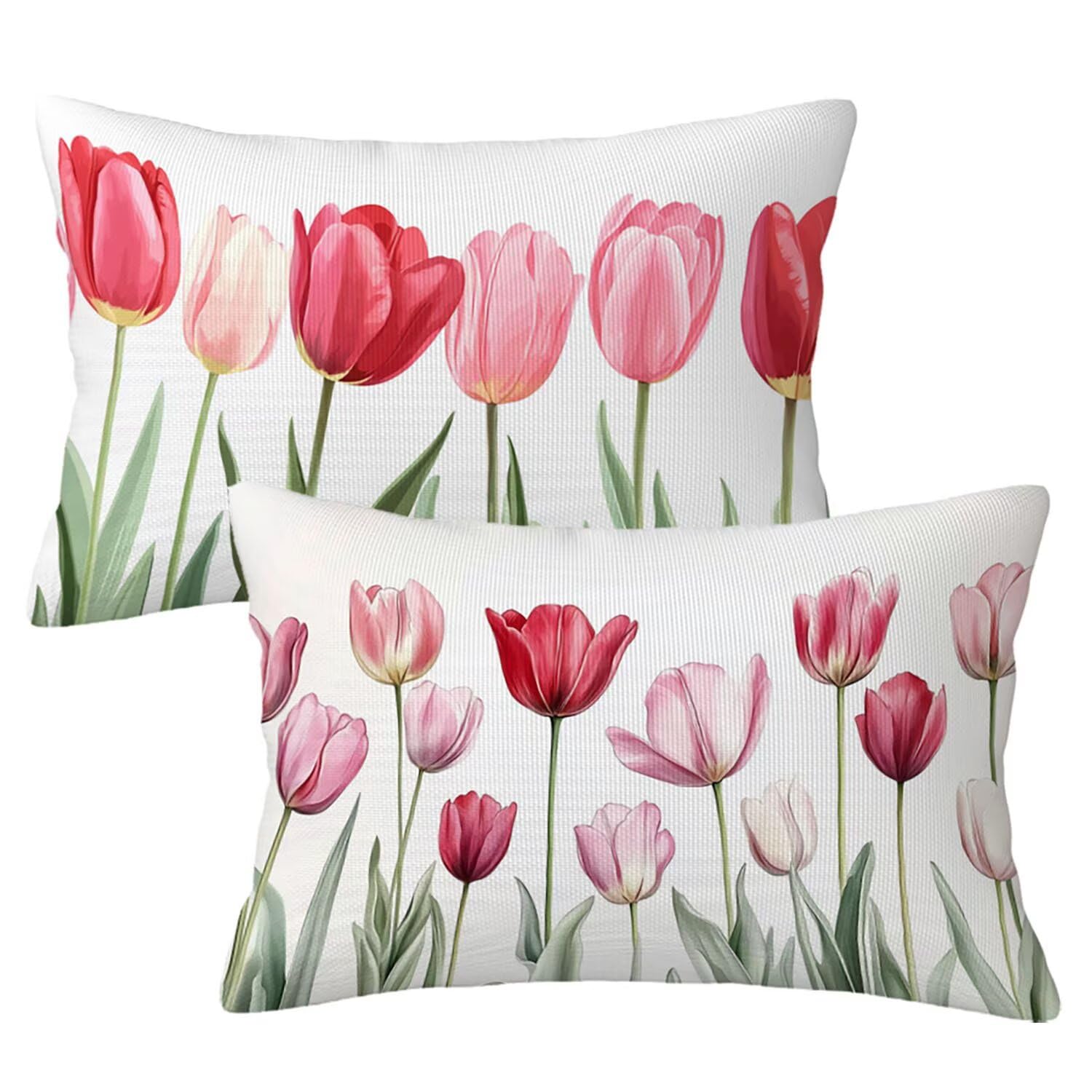 Housse coussin extérieur imperméable 40x60 cm rose anti-tache pour canapé de jardin et balcon