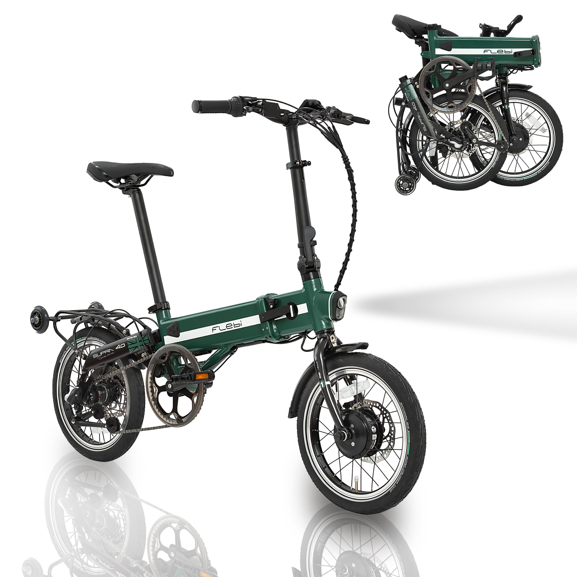 Flebi Supra 4.0 Bicicletta Elettrica Pieghevole 16" | Autonomia 70 km | Batteria Rimovibile 10,4Ah/374Wh | 3 Velocità | E-Bike Urbana Unisex Compatta e Leggera