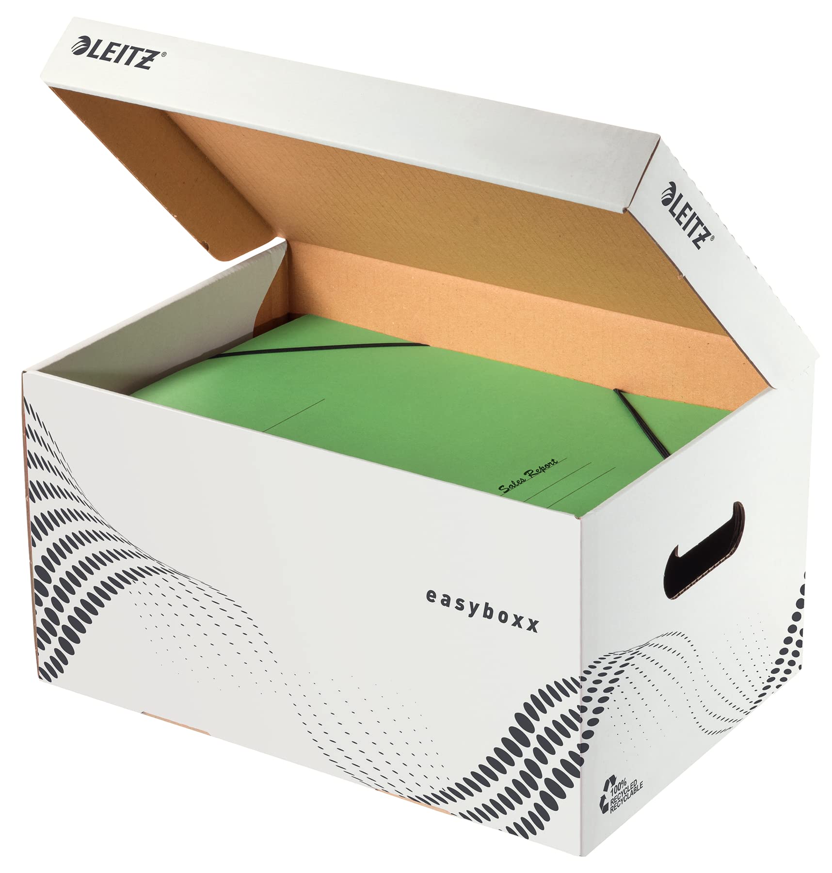 Leitz easyboxx 61350000 - Scatola per raccoglitori A4, riviste e molto altro ancora, con coperchio superiore, 15 pezzi, bianco/nero