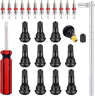 Hmknana Tire Valve Stem Puller Installer Tool Kit - 4PCS TR412, 4PCS TR413, 4PCS TR414 Snap-in Tire Valve Stem with Valve Cores,Single Head Valve Core Remover Installer Tool