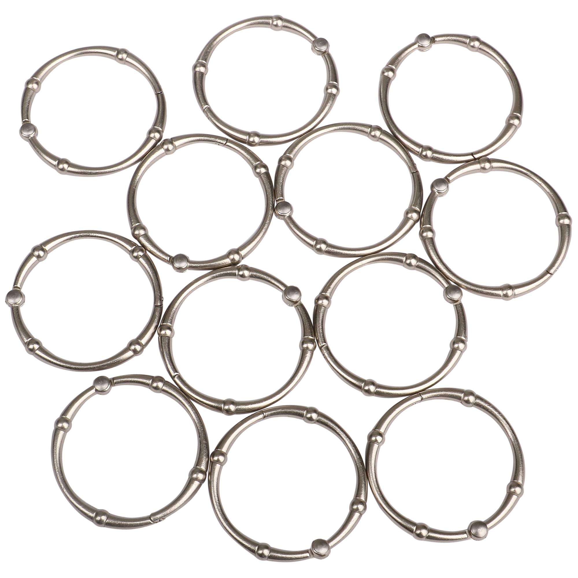 Utopia Alley Shower Hooks - Shower Curtain Rings for Bathroom - Rust Proof Shower Curtain Hooks for Shower Curtain or Liner - Set of 12, Brushed Nickel
