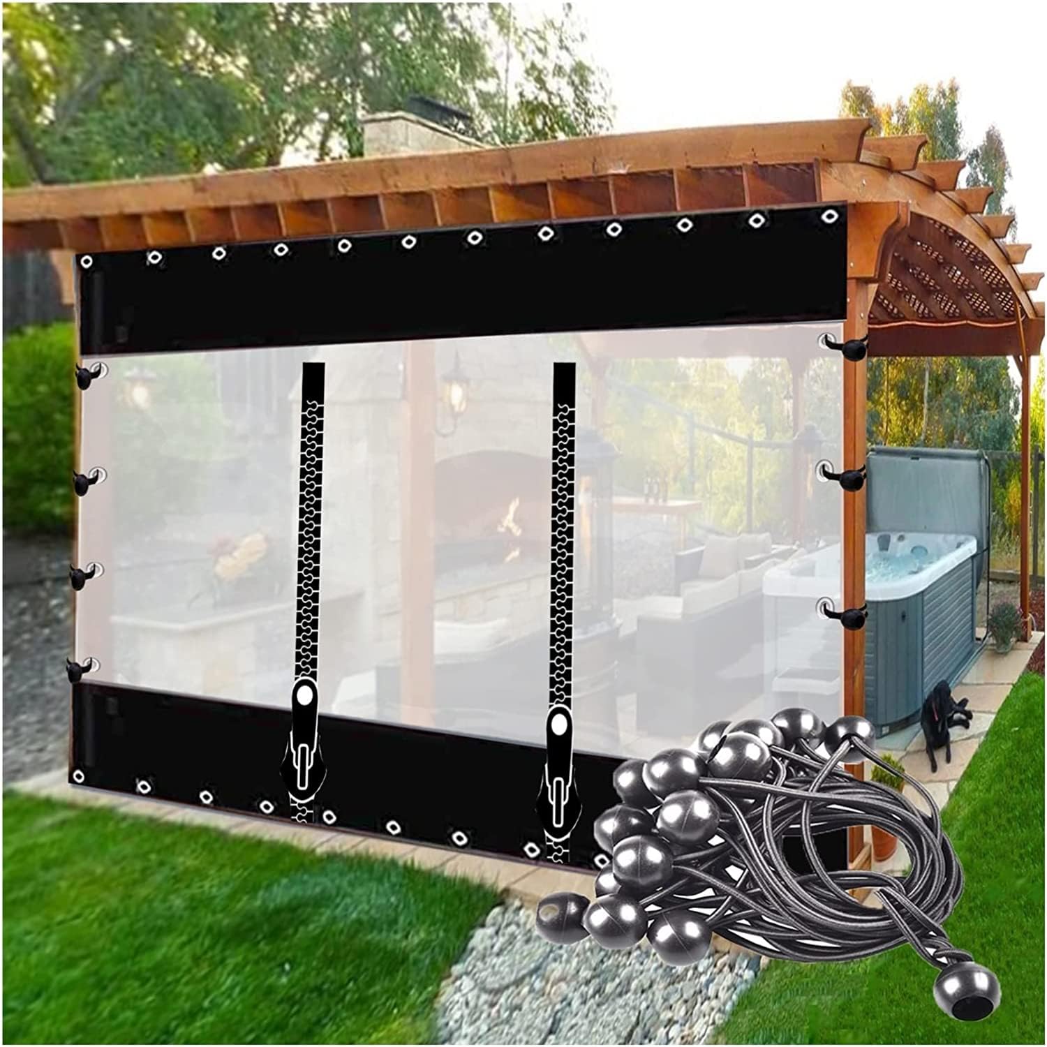 Rideau De Bâche Transparent Pour Pergola - Panneaux Latéraux En PVC étanche Avec œillets, Personnalisable, Pour Terrasse, Patio, Porche