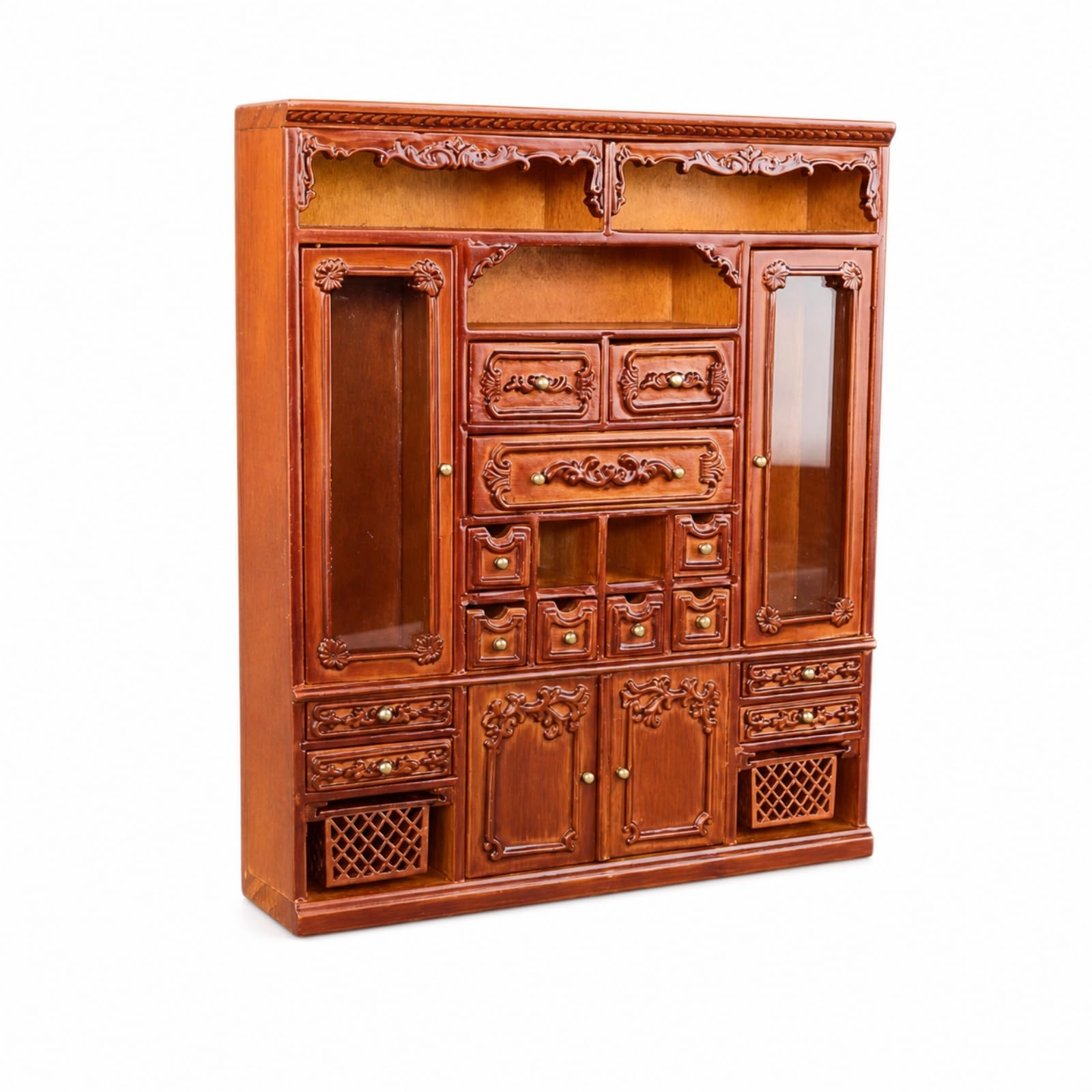 Colcolo Miniarmario Vitrina Miniatura Armario Expositor Vitrina Muñecas Miniatura Mueble Miniatura de Madera para Escenas a Escala con Cajones Operables