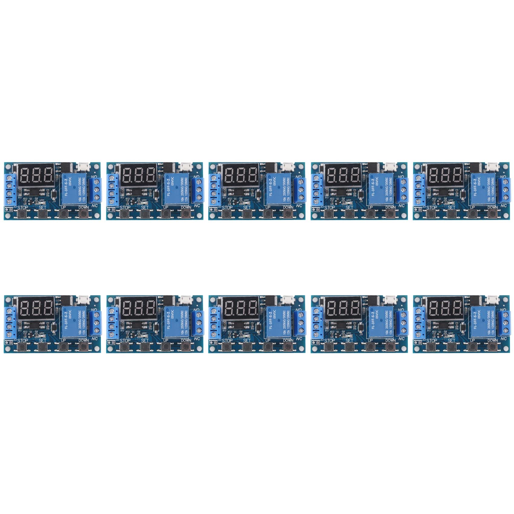 Xnuiasqe 10X -521 Digital Time Delay 1 Way Relay Trigger Cycle Timer Delay Switch Circuit Board Timing Control Module