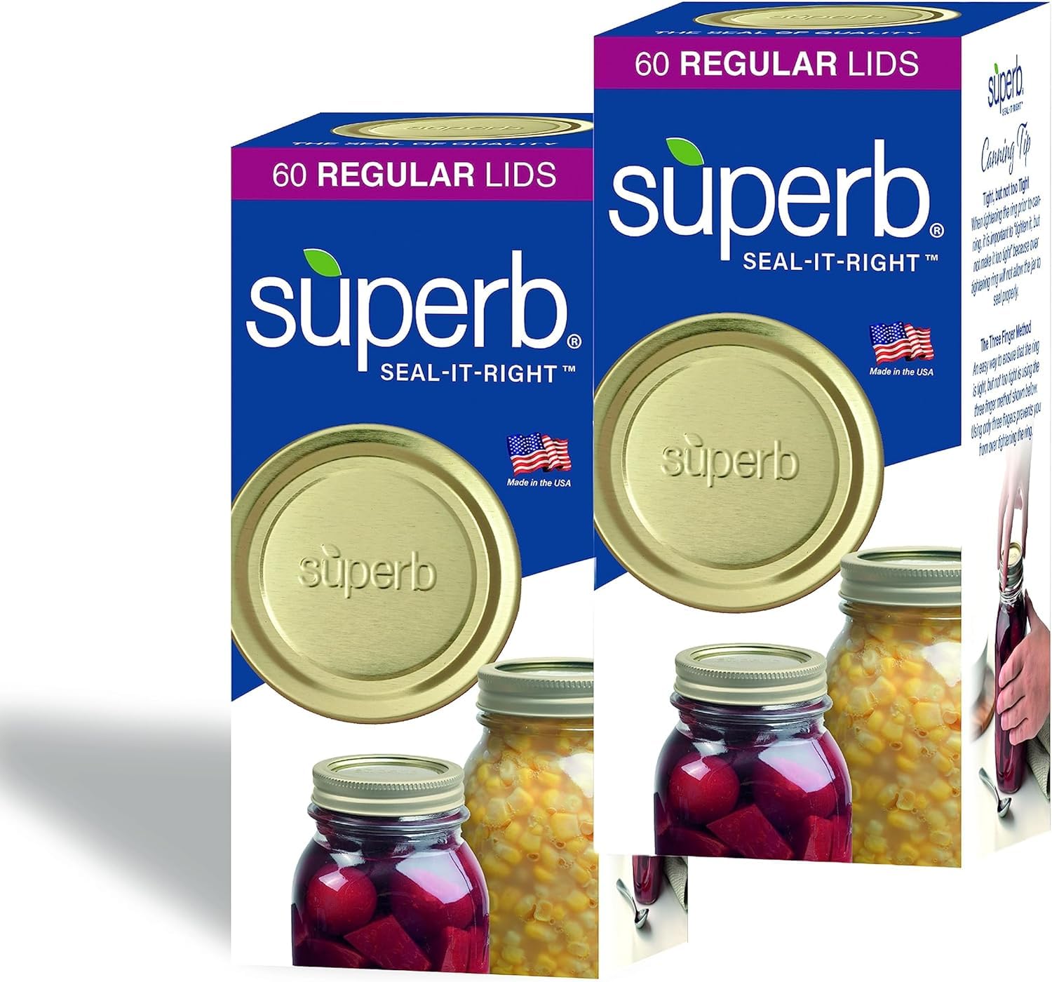 Superb Sealing Solutions Canning Lids - Mason Jar Regular Mouth Lid Toppers Fit Ball and Kerr Jars, 2.75 inch Food Grade with Thick Seals, USA Made, 120 Count