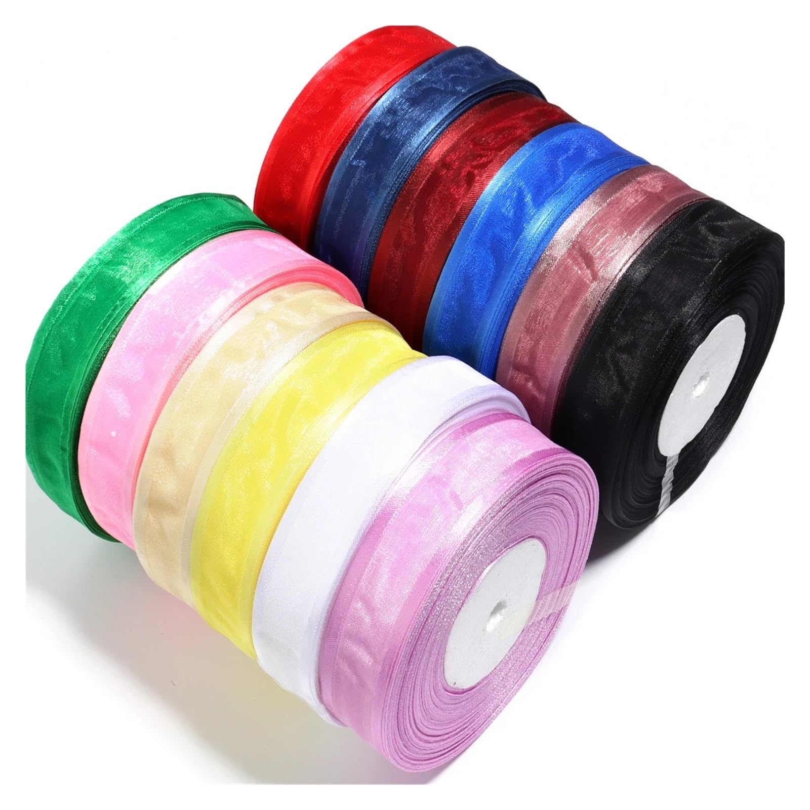 Chiffonband, 8 Stück, 25 mm, Organzaband, Verpackung, Weihnachten, Party, Zuhause, DIY, Geschenkverpackung, Hochzeitsdekoration für Geschenkverpackungen, Urlaubsdekoration