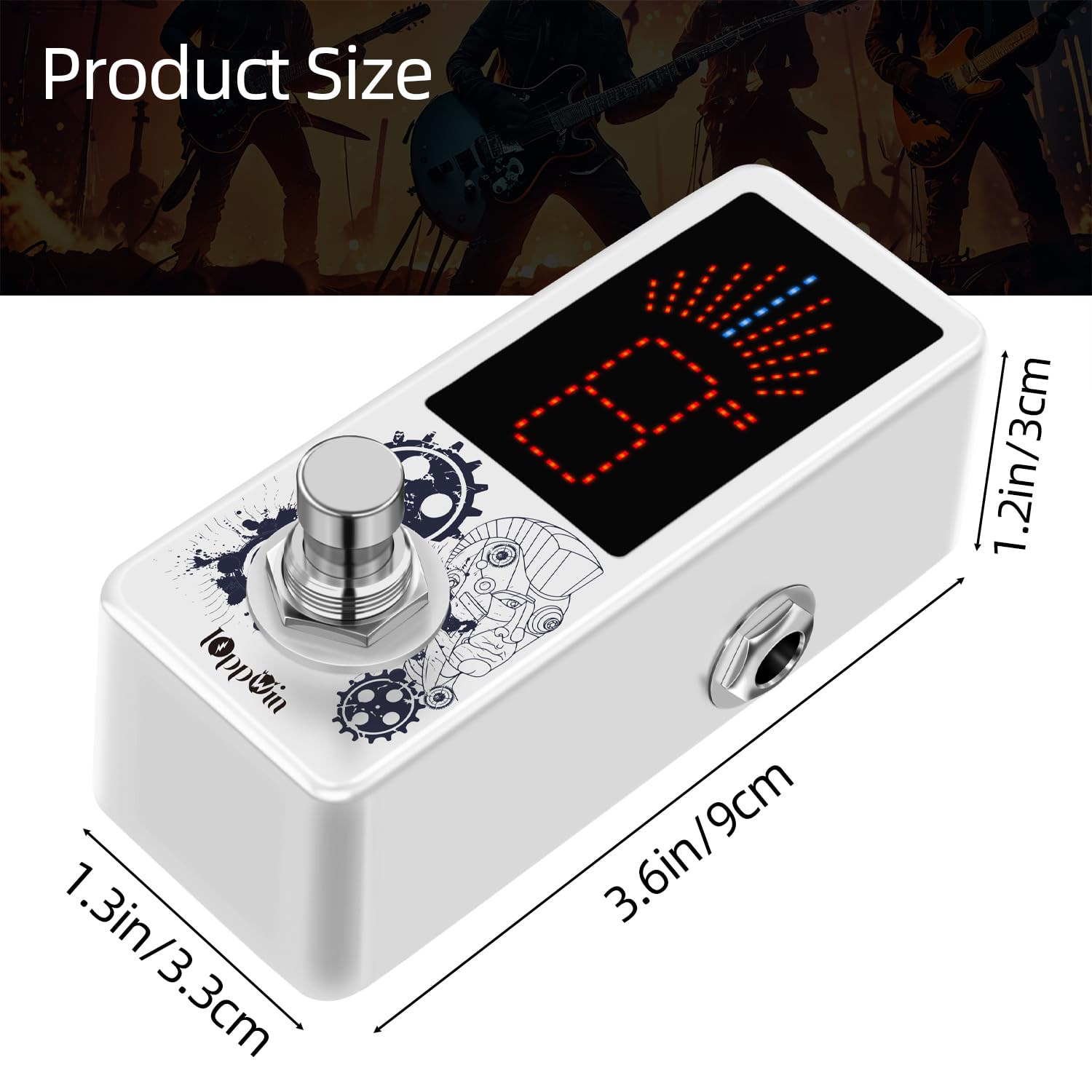 LT-910 Chromatisches Stimmgerät mit LED-Display und präzisem Stroboskop-Modus (0,1% Genauigkeit) – Metallgehäuse, True Bypass, kompaktes Design für Gitarre/Bass/Violine