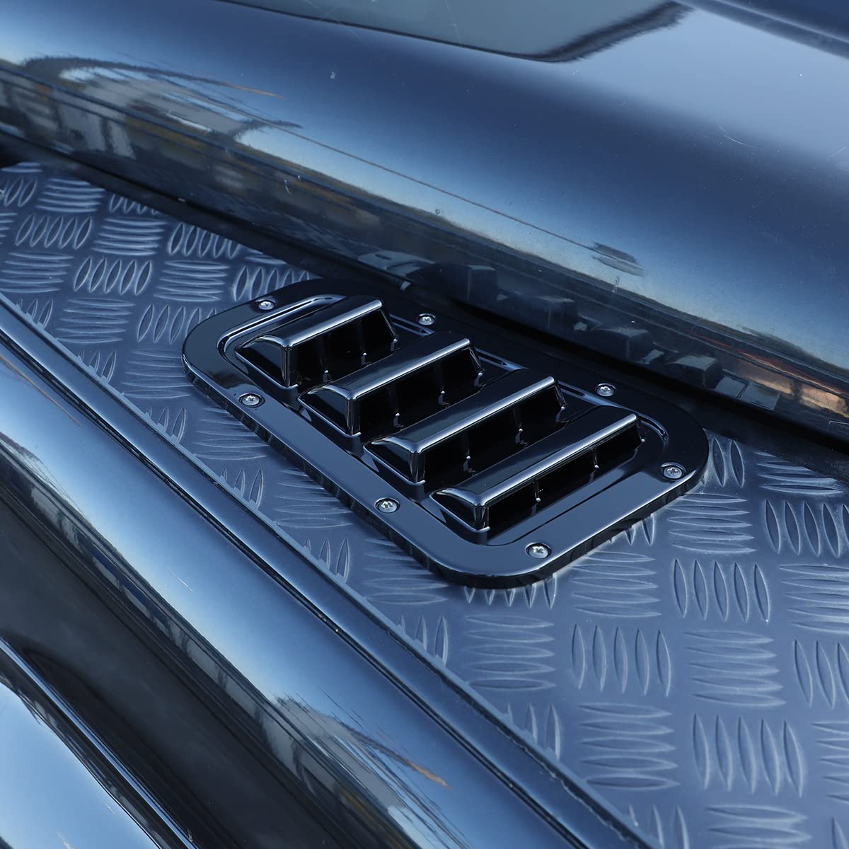 1 par de cubiertas de ventilación para el capó delantero del coche, molduras laterales de acero para la entrada de aire, cubierta de nieve, compatible con LR Defender 90 110 2004-2019